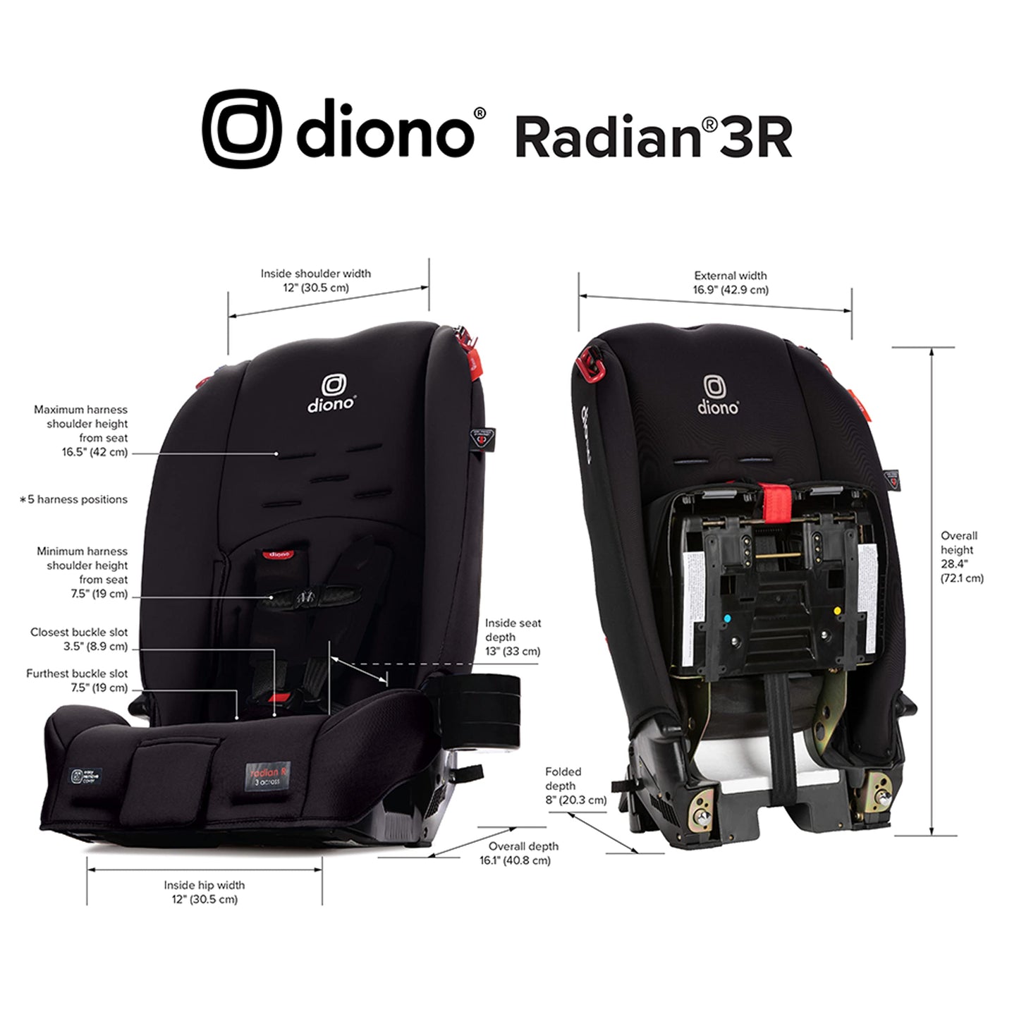 Diono Radian 3R Convertible Car Seat All In One Slim Fit 3 Across