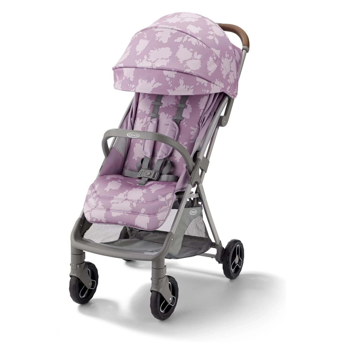 Graco Ready2Jet compact travel stroller with automatic fold, overhead-friendly design, in Kingston color, suitable for easy portability.