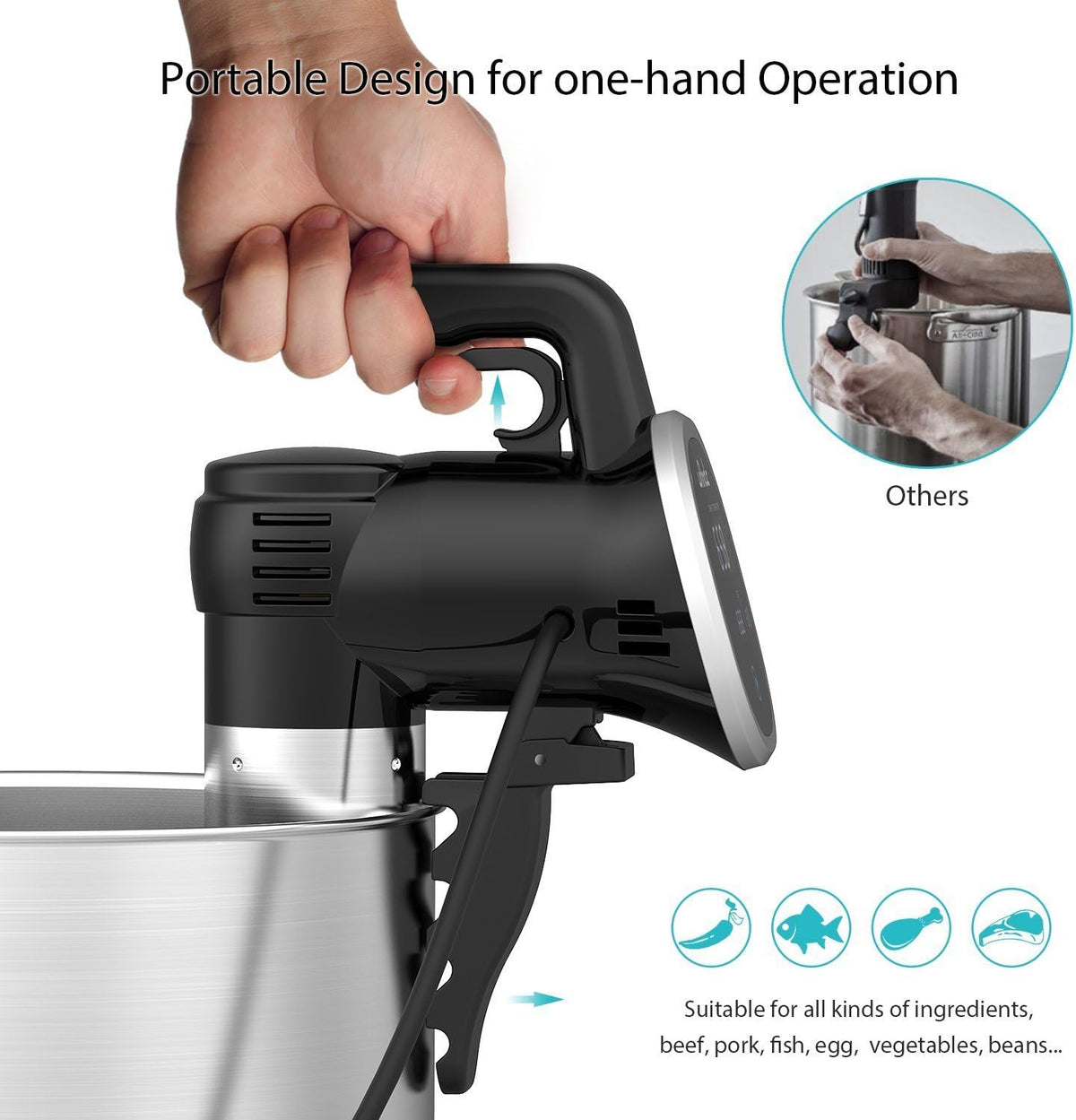 Wancle Sous Vide Precision Cooker Immersion Circulator, Black-Classic — image 4