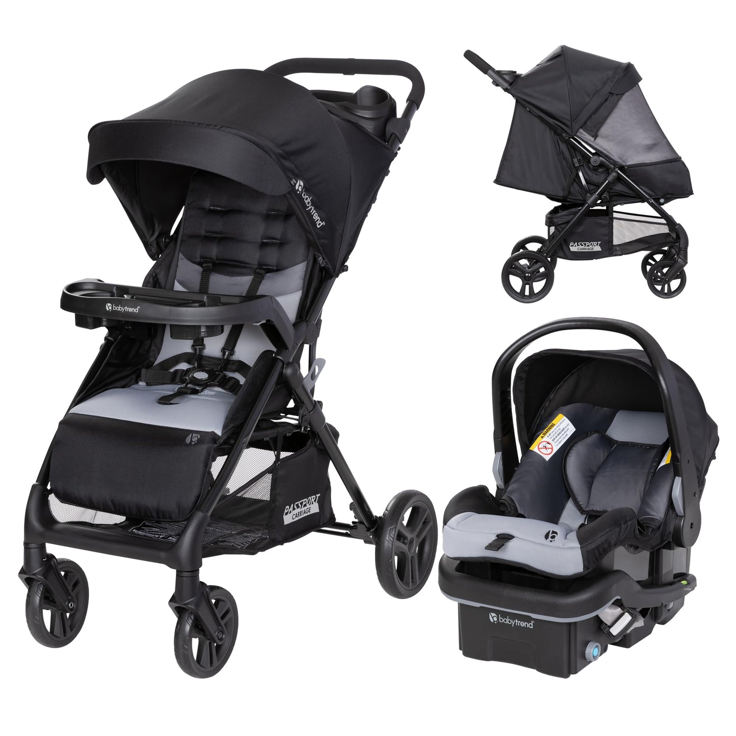 Baby Trend Passport cargo stroller with pink bamboo fabric and EZ-Lift infant car seat, designed for comfortable travel with baby