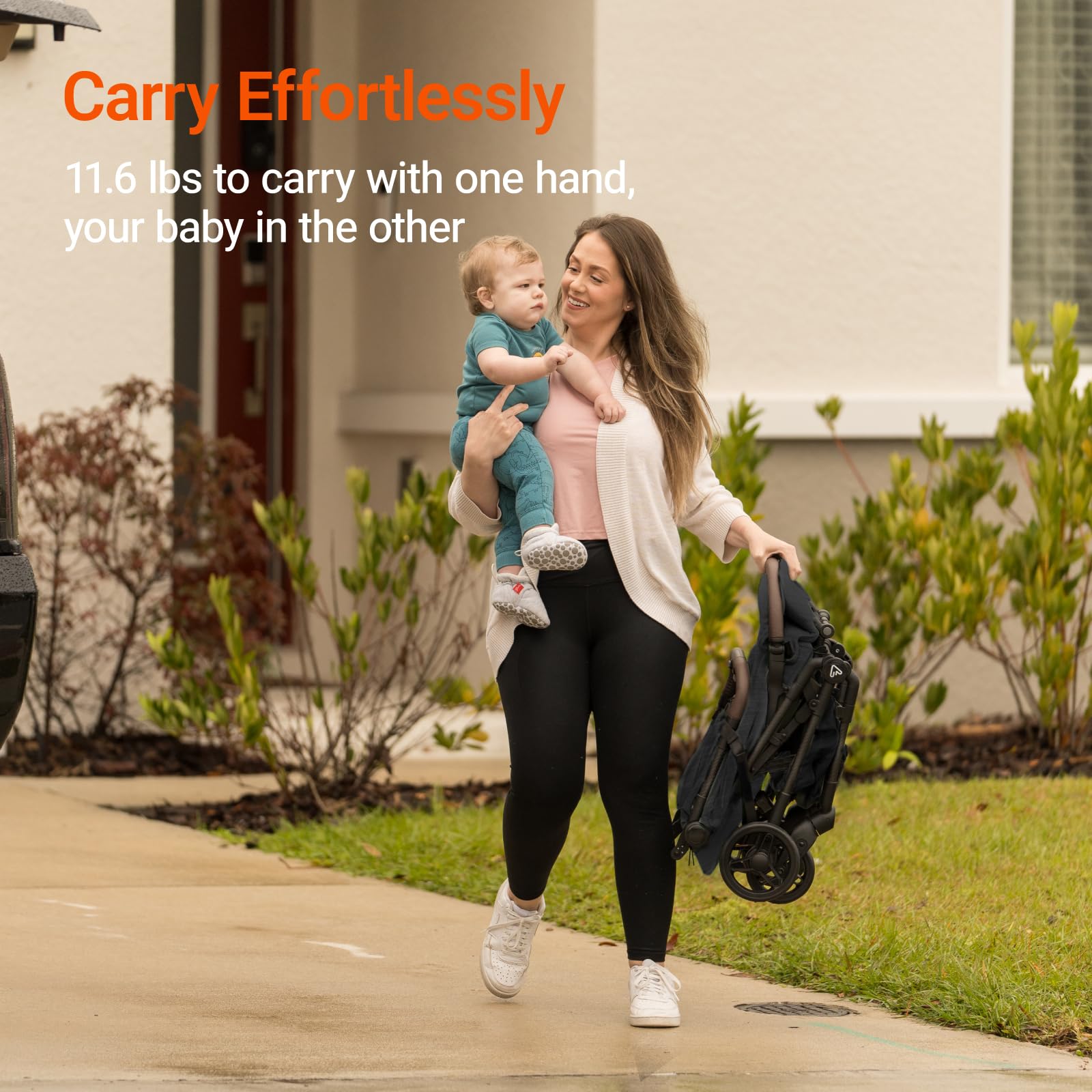 Lightweight MAMAZING Ultra Air baby travel stroller with carbon fiber frame, one-handed fold, suitable for toddlers and airplane travel.