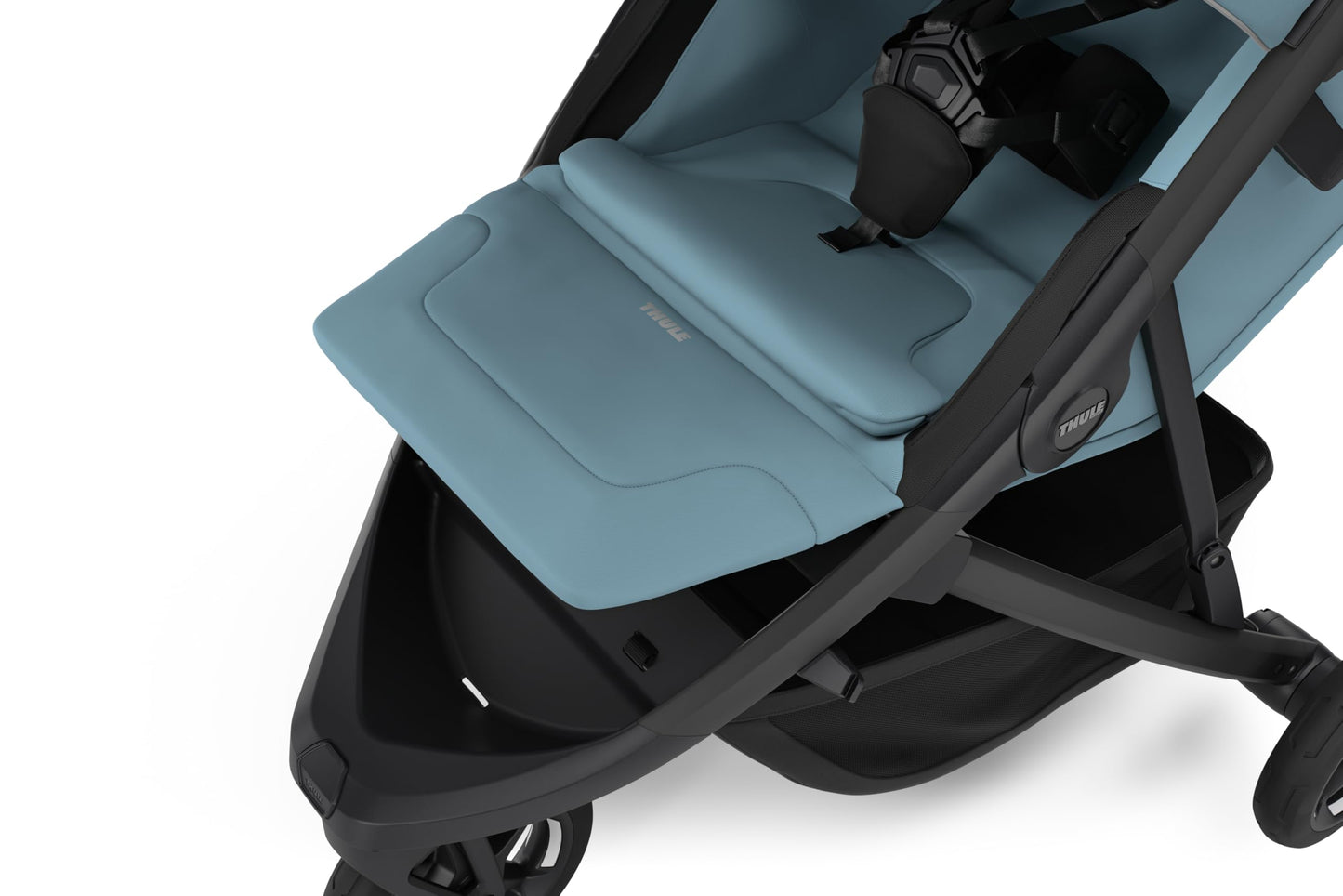 Thule Spring 2 single child stroller with ventilated canopy, adjustable handlebar, lightweight design, and compact fold for easy transport.