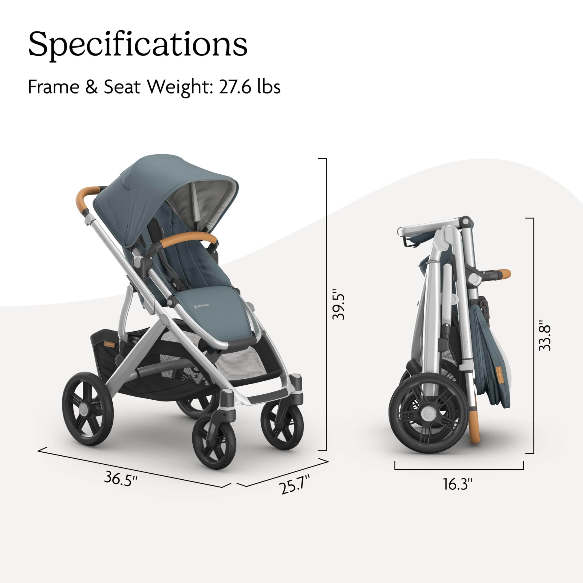 UPPAbaby Vista V3 convertible stroller for baby and toddler, charcoal frame, all-wheel suspension, XL basket, travel system compatible.