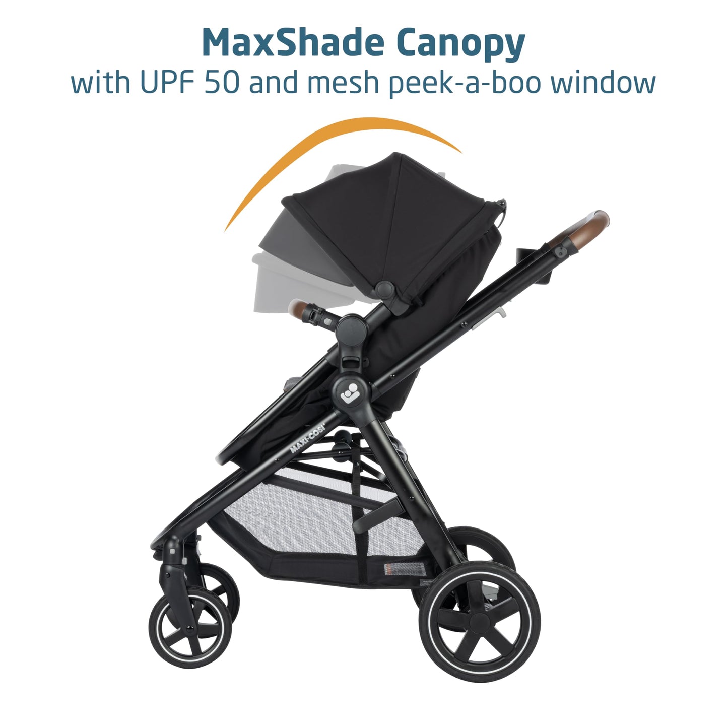 Maxi-Cosi Zelia Luxe 5-in-1 modular travel system with stroller, car seat, and accessories for infants and toddlers.