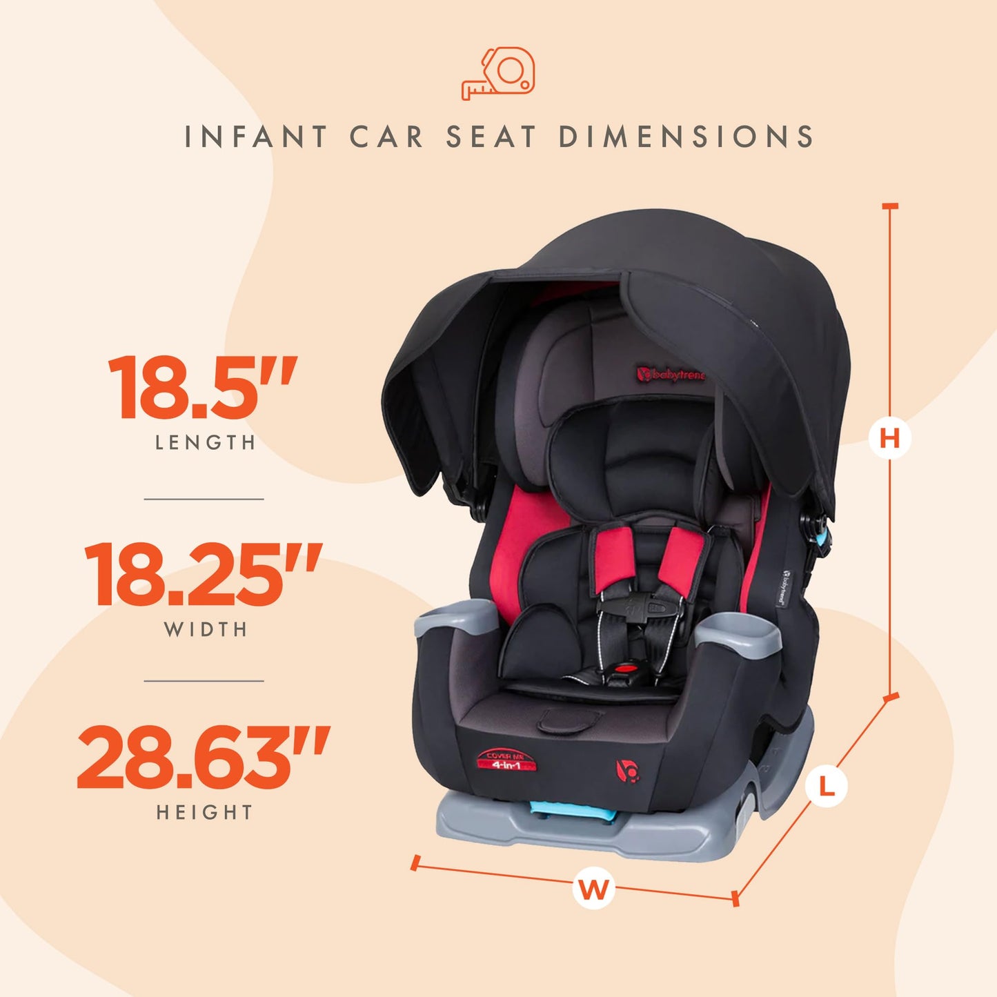Baby Trend Cover Me 4 In 1 Convertible Car Seat Built In Canopy