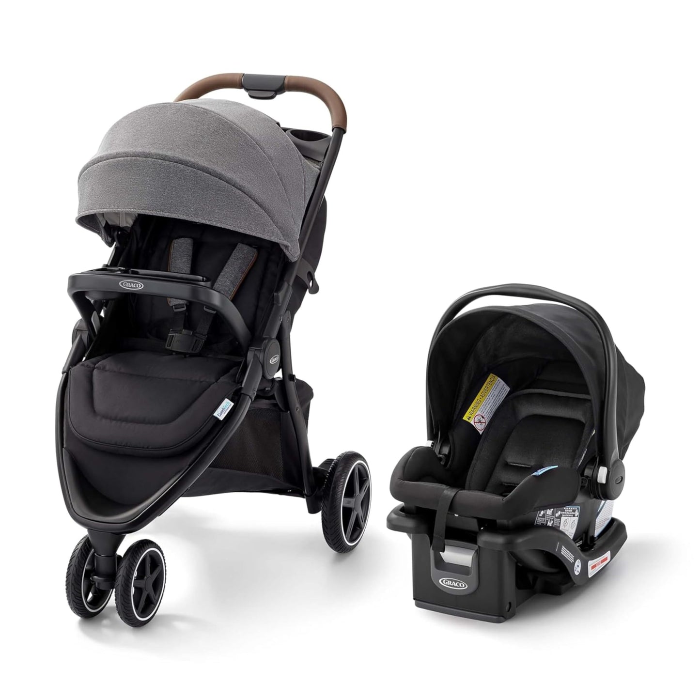 Graco Outpace LX all-terrain 3-wheel baby stroller with rubber tires, foldable design, in-seat suspension, and travel system compatibility
