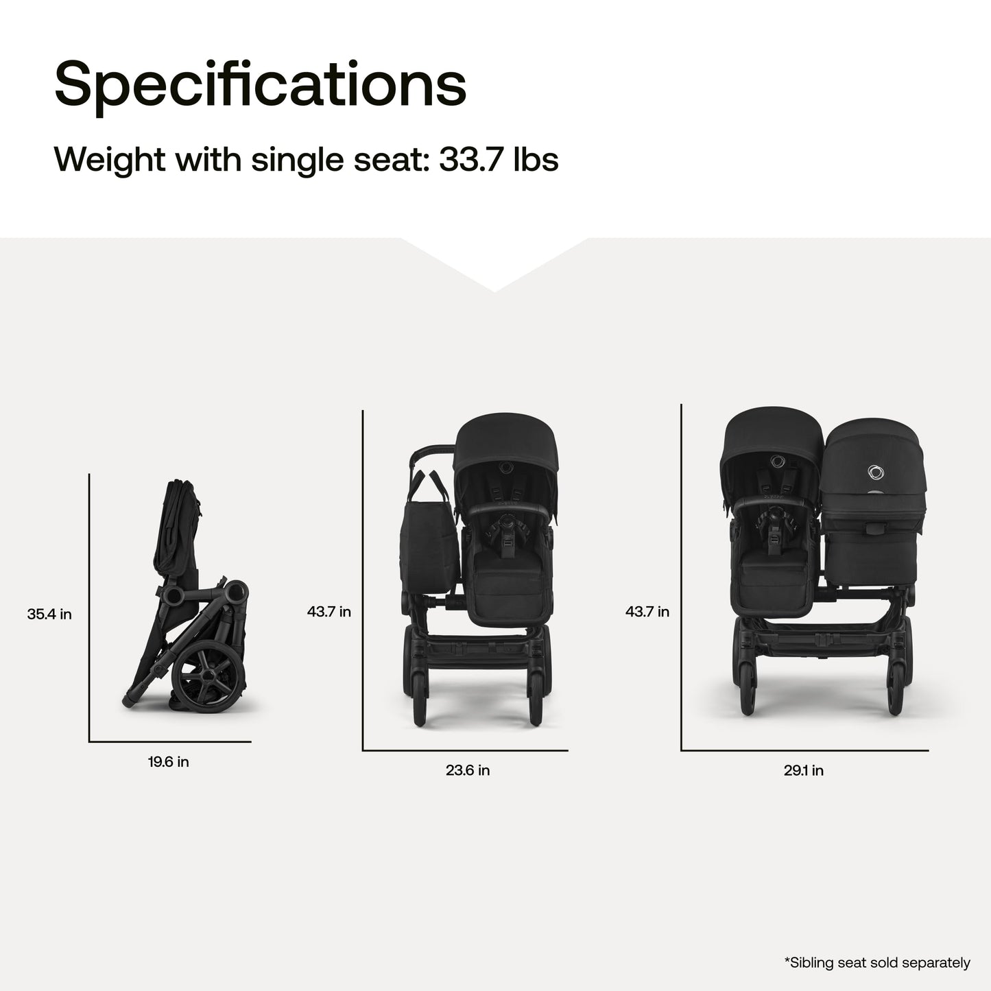 Bugaboo Donkey 6 single-to-double all-terrain stroller in Cocoa Brown, suitable for newborns and toddlers, showing side profile.