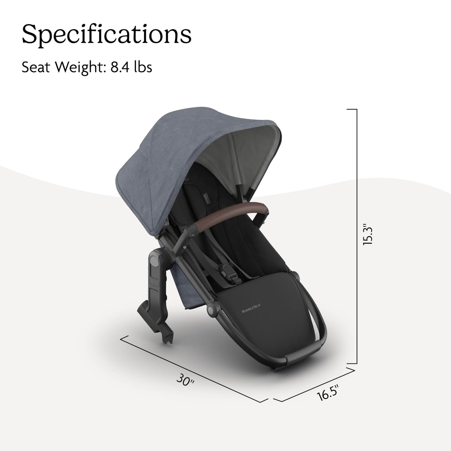 UPPAbaby RumbleSeat V3 second lower all-weather seat with magnetic buckle, compatible with Vista V2/V3, in Declan Oat Mélange with silver frame