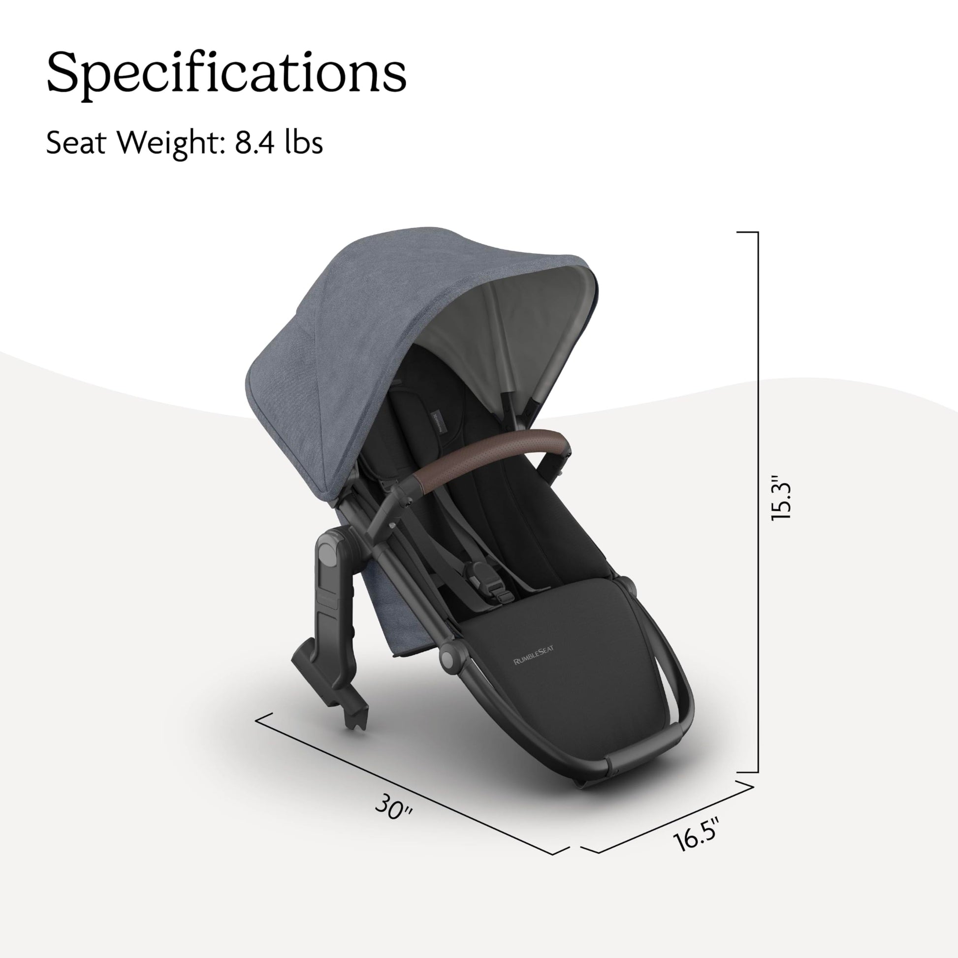 UPPAbaby RumbleSeat V3 second lower all-weather seat with magnetic buckle, compatible with Vista V2/V3, in Declan Oat Mélange with silver frame