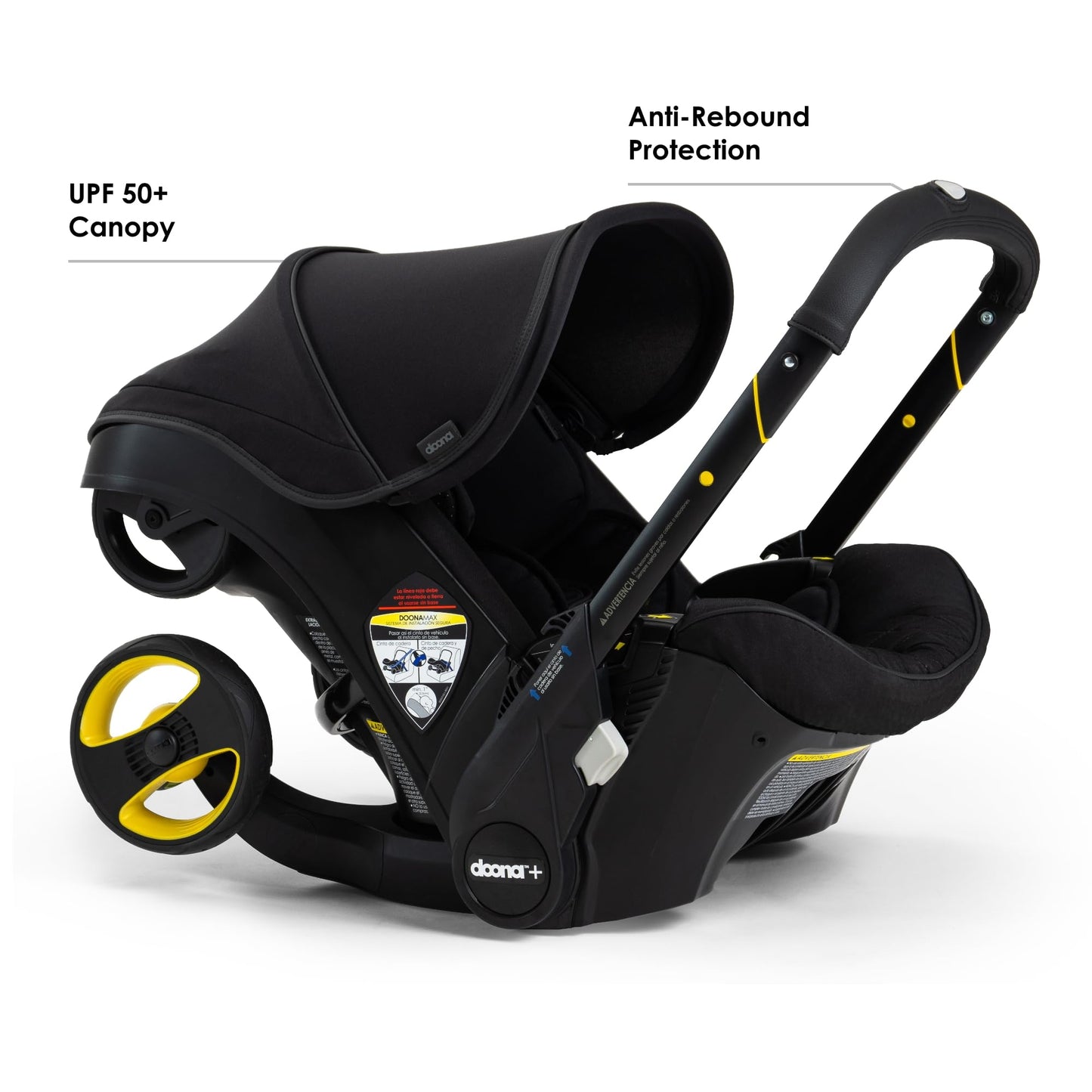My Store Doona car seat and stroller in slate green, all-in-one travel system with adjustable handle and safety harness.