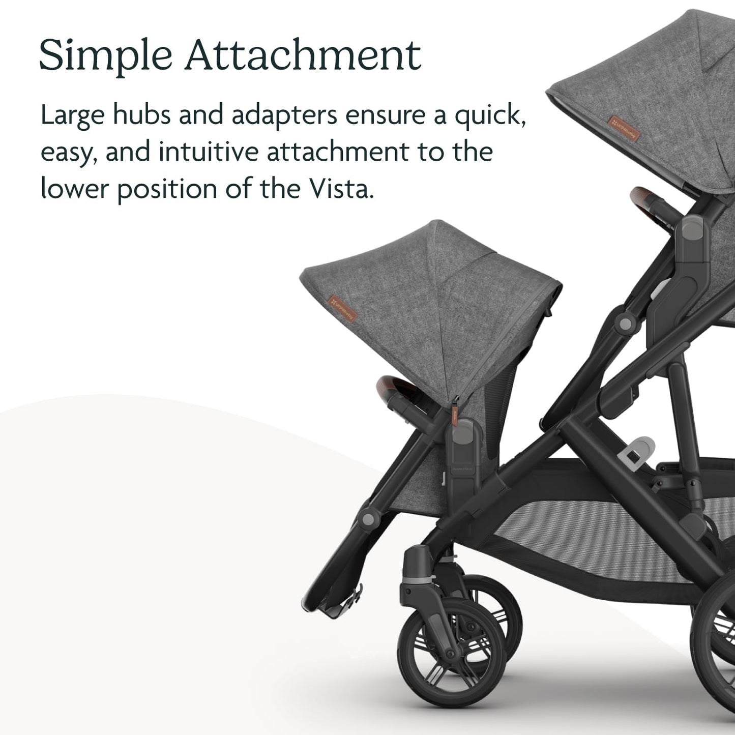 UPPAbaby RumbleSeat V3 second lower all-weather seat with magnetic buckle and adapters, compatible with Vista V2 and V3, in Declan color.