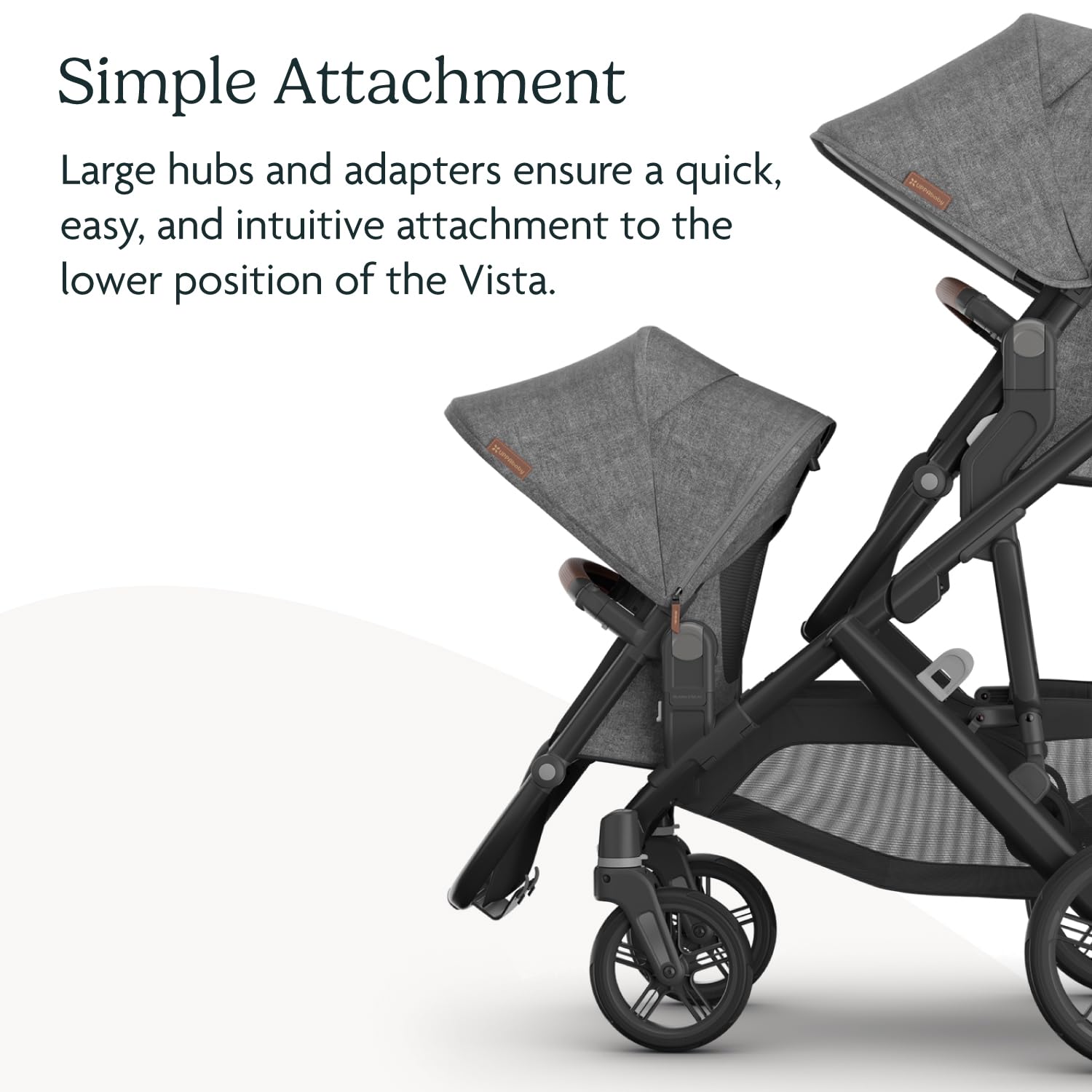 UPPAbaby RumbleSeat V3 second lower all-weather seat with magnetic buckle and adapters, compatible with Vista V2 and V3, in Declan color.