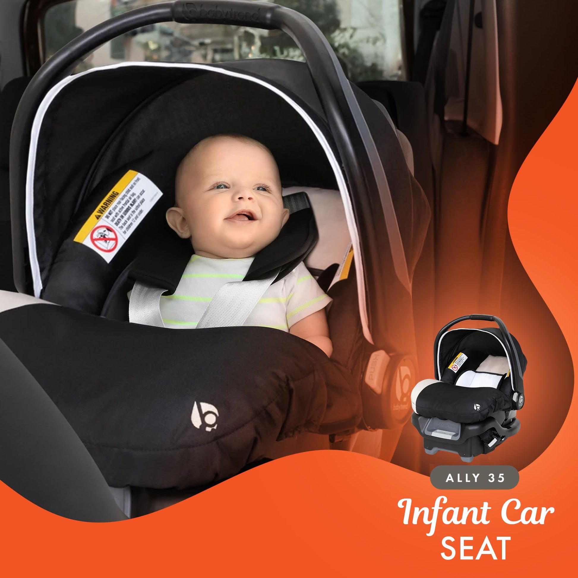 Baby Trend infant and toddler double stroller with car seat, lightweight and portable, in Stormy color, tandem travel system.