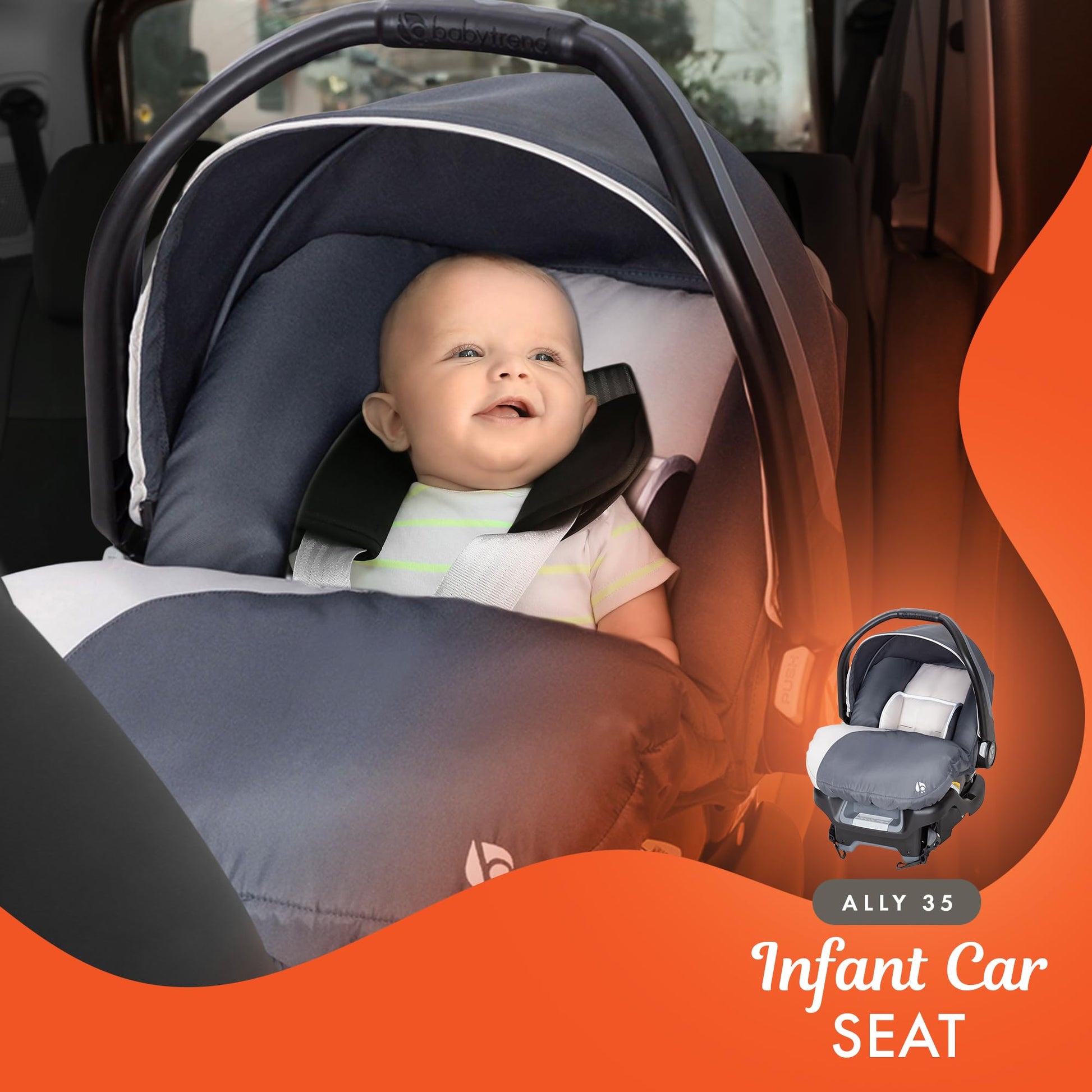 Baby Trend infant and toddler double stroller with car seat, lightweight Stormy travel system tandem for easy family outings