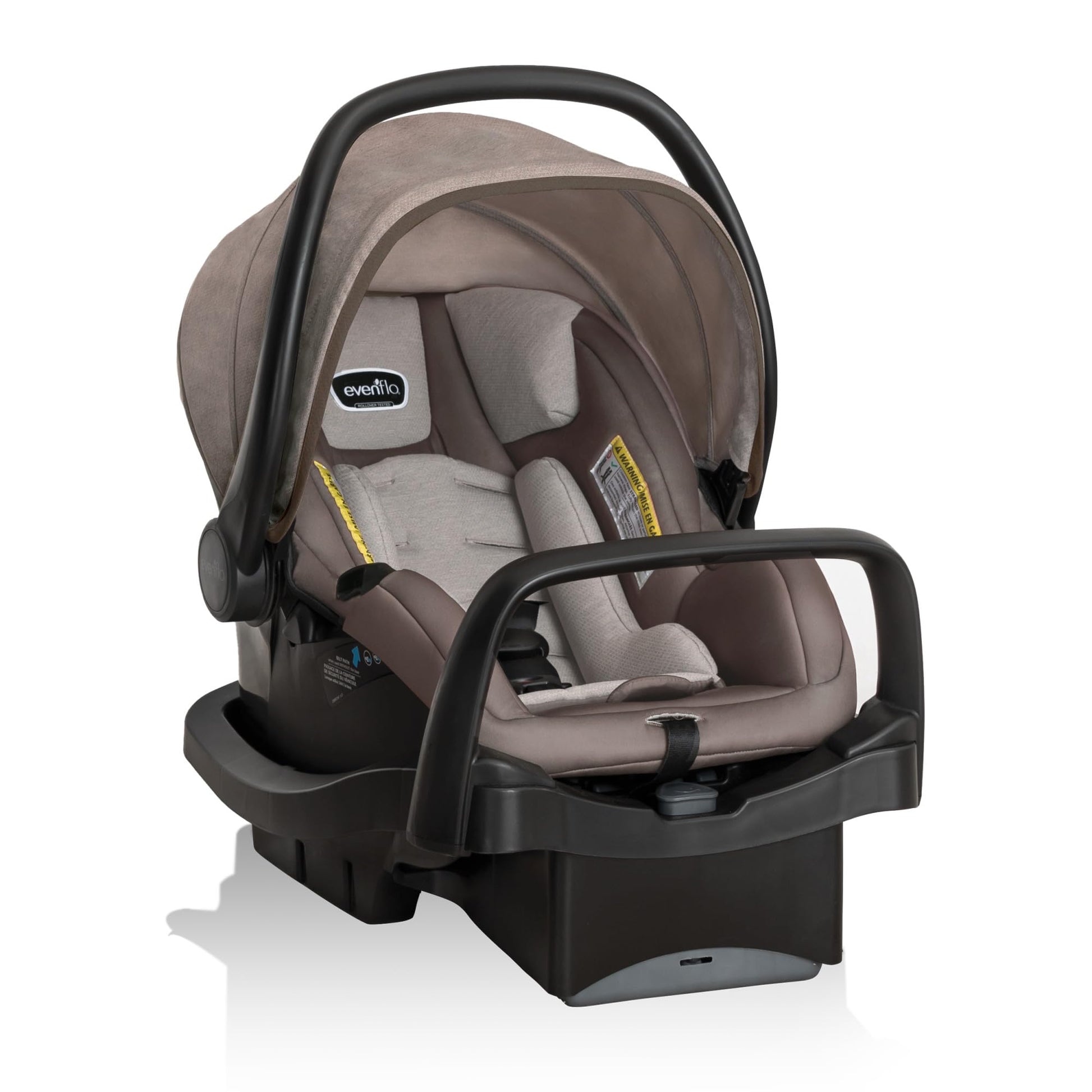 Evenflo Pivot Modular travel system with LiteMax Preemie and Infant car seat in casual gray, featuring stroller and car seat combo