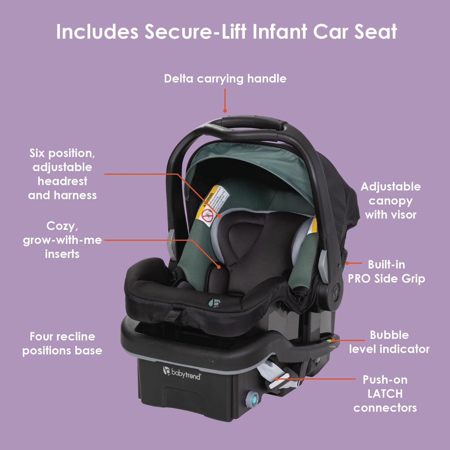 Baby Trend EZ Ride Travel System With EZ Lift Infant Car Seat Dash Pink One Hand Fold All Terrain Wheels