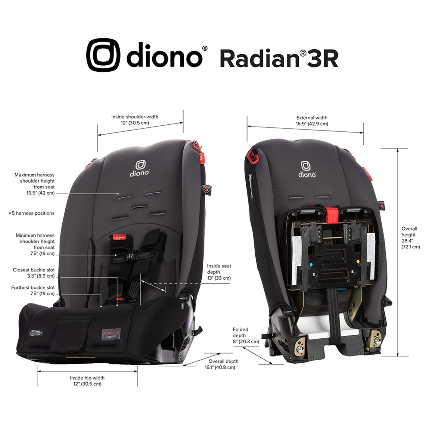 Diono Radian 3R Convertible Car Seat All In One Slim Fit 3 Across