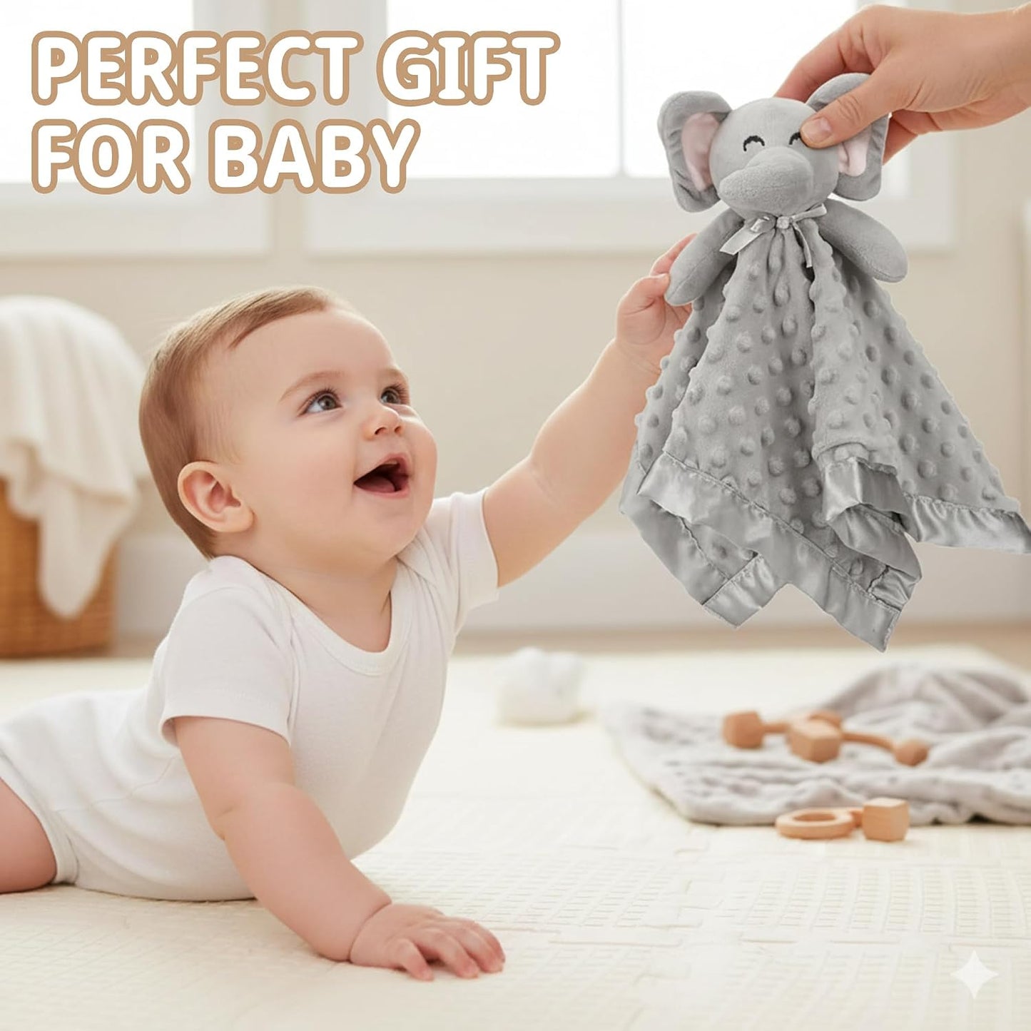 AFJ4 Super Soft Minky Security Blanket Unisex 40.6 x 40.6 cm