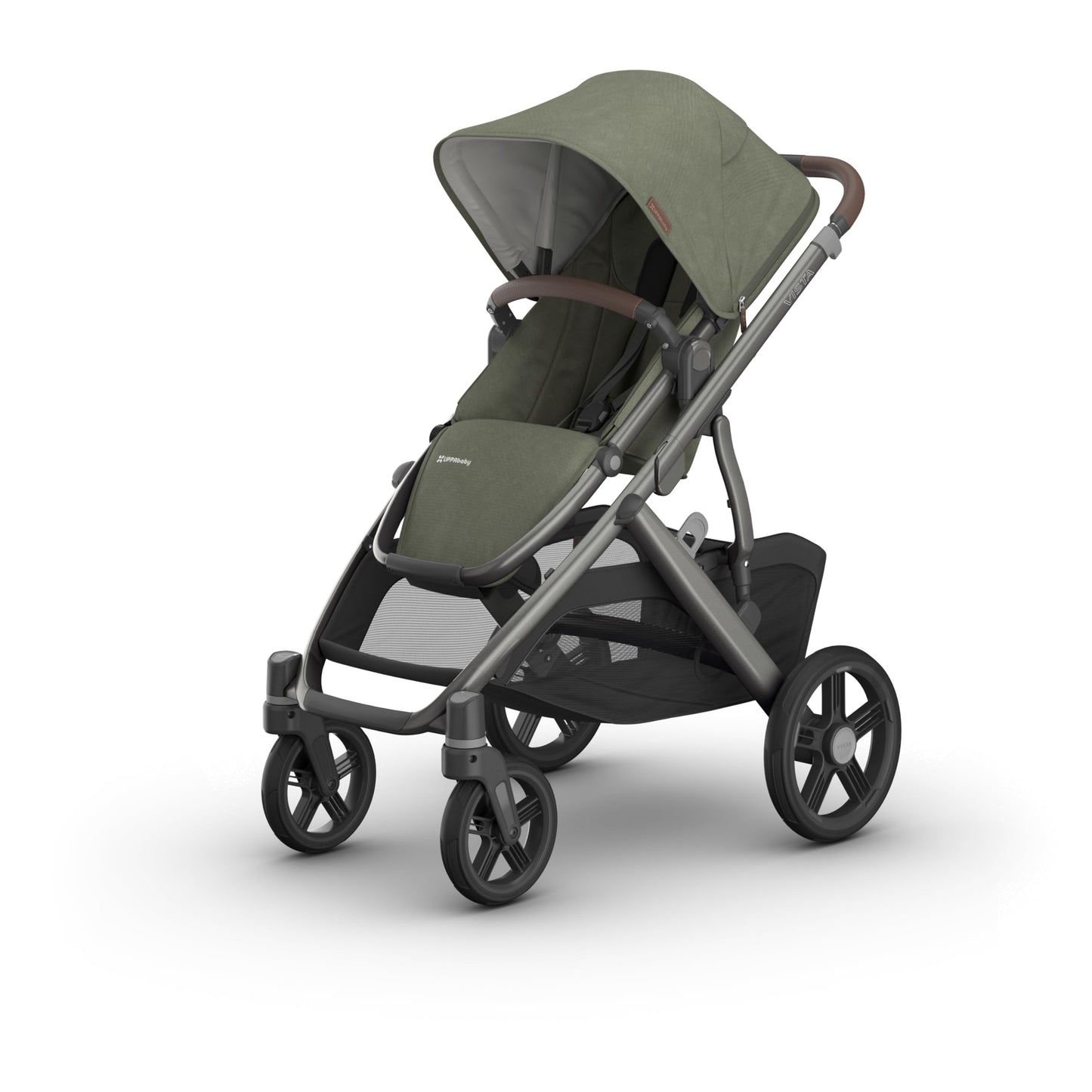 UPPAbaby Vista V3 convertible stroller for baby and toddler with all-wheel suspension and large storage basket in charcoal frame