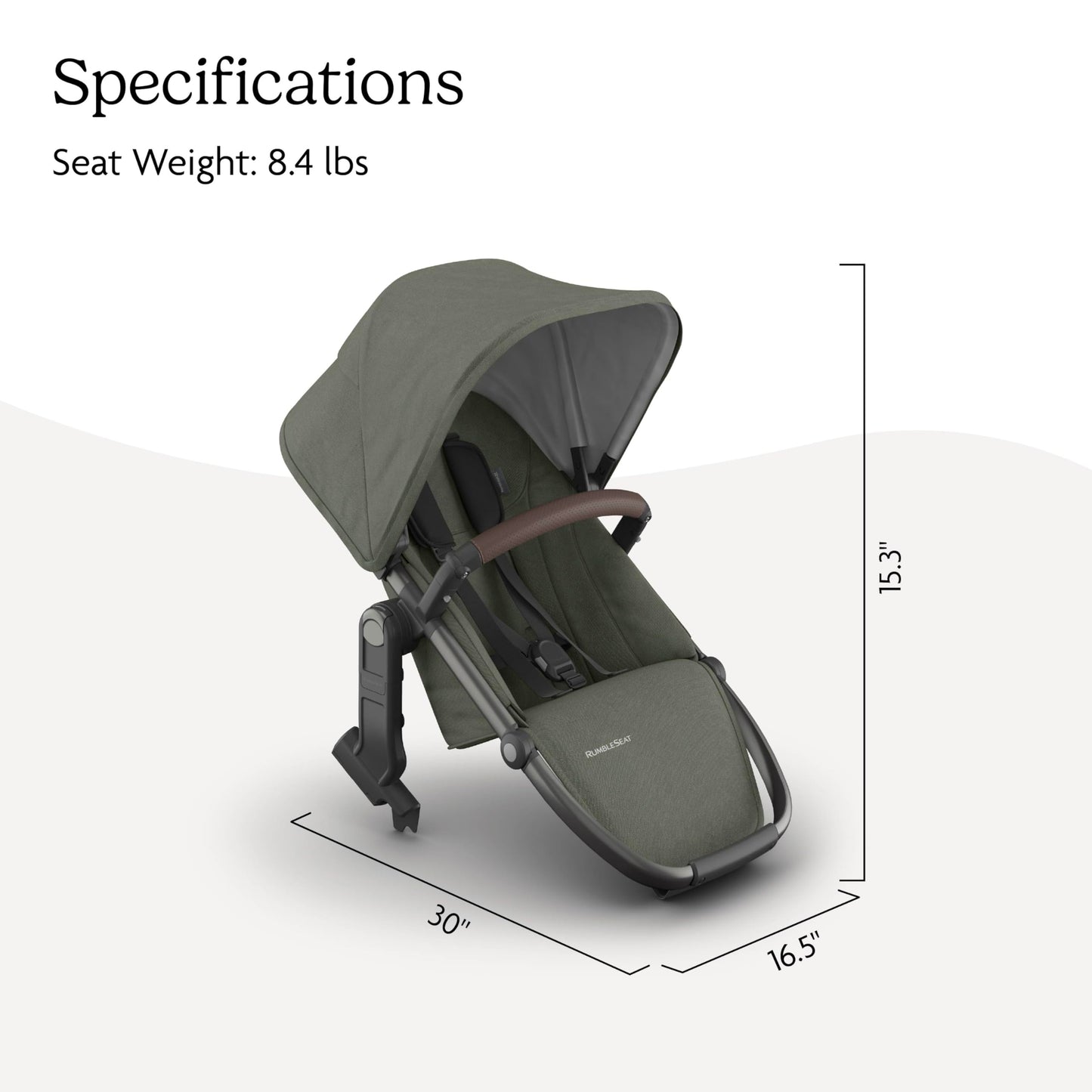 UPPAbaby RumbleSeat V3 all-weather second seat for Vista V2/V3 with magnetic buckle, adapters included, in Declan Oat Mélange color.