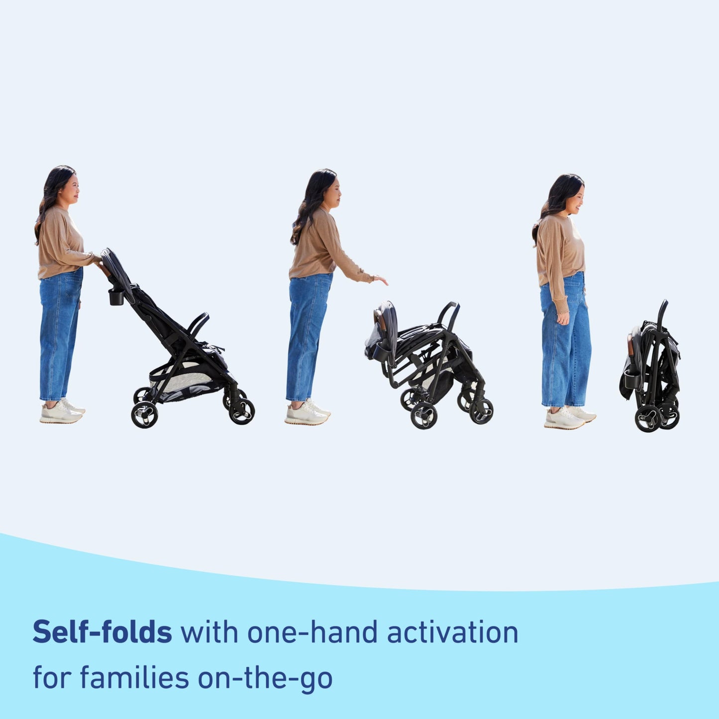 Graco Ready2Jet compact travel stroller with overhead-friendly design and automatic fold, shown in Kingston color.