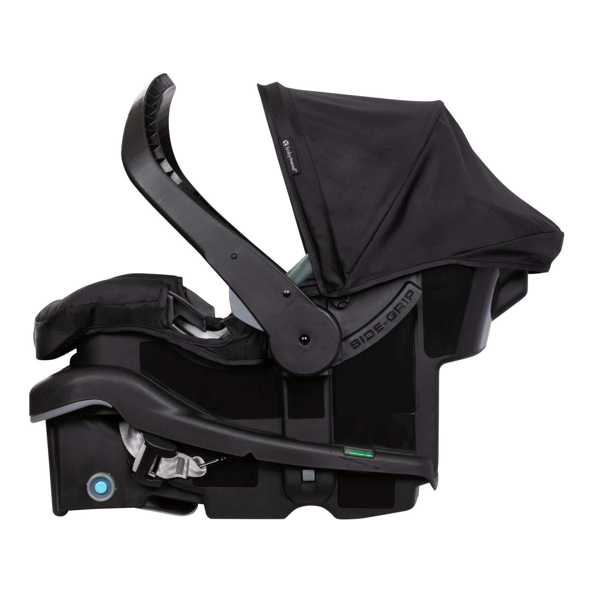 Baby Trend Passport cargo stroller with pink bamboo fabric, EZ-Lift infant car seat attached, suitable for travel and everyday use.