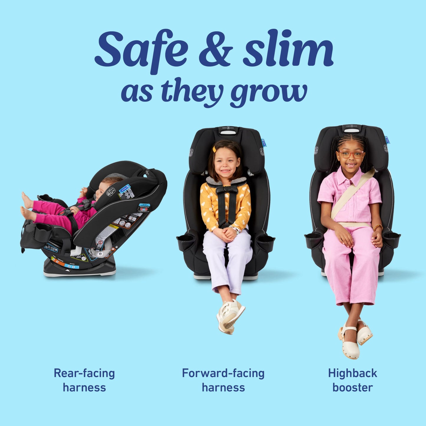 Graco Slimfit 3 In 1 Convertible Car Seat Ultra Space Saving Design For Rear And Forward Facing
