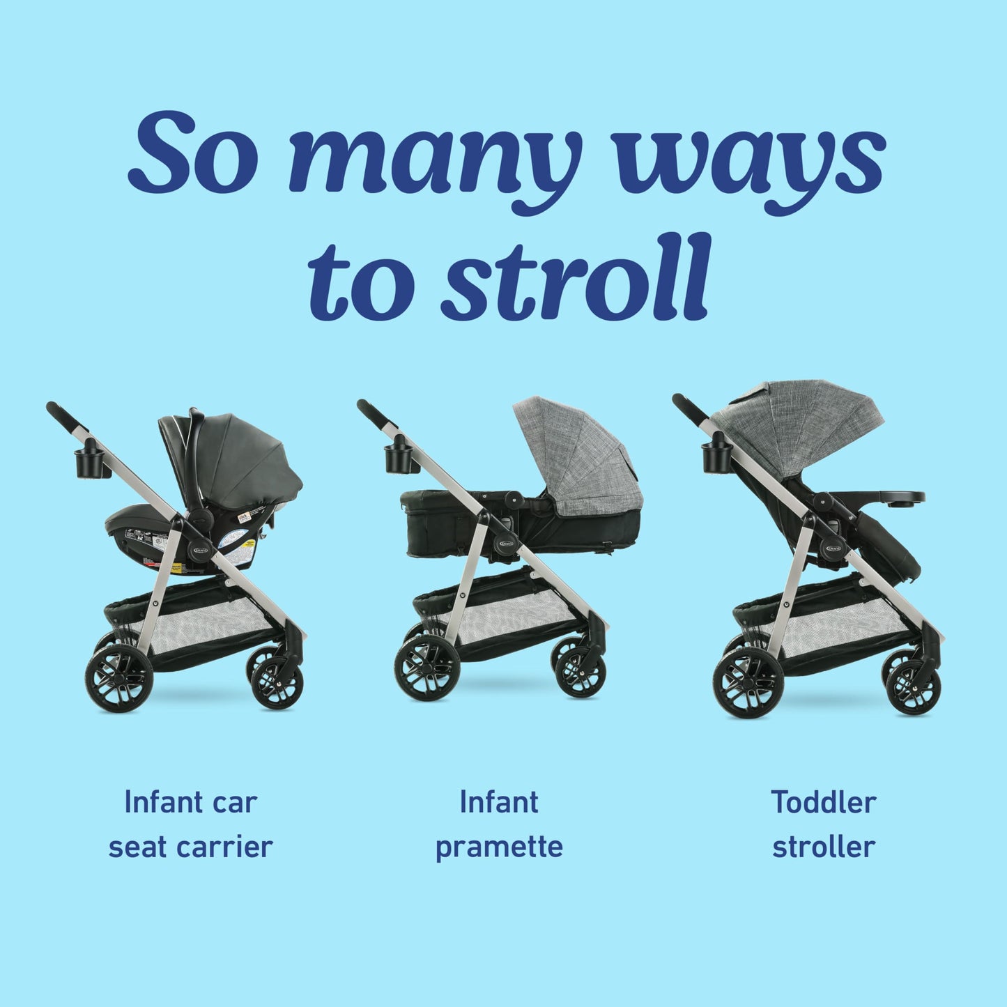 Graco Modes Pramette travel system with infant SnugRide 35 car seat and toddler stroller in Ellington, showing stroller and car seat combo