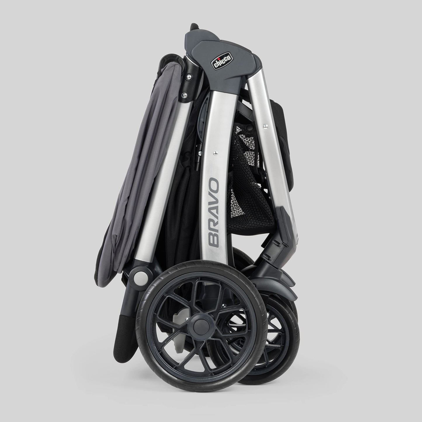 Chicco Bravo 3-in-1 travel system with quick-fold stroller, KeyFit 30 infant car seat, and base in Camden/Black color