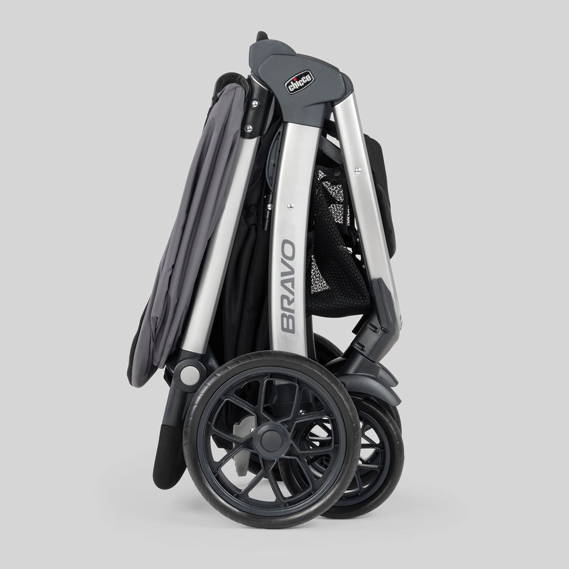 Chicco Bravo 3-in-1 travel system with quick-fold stroller, KeyFit 30 infant car seat, and base in Camden/Black color