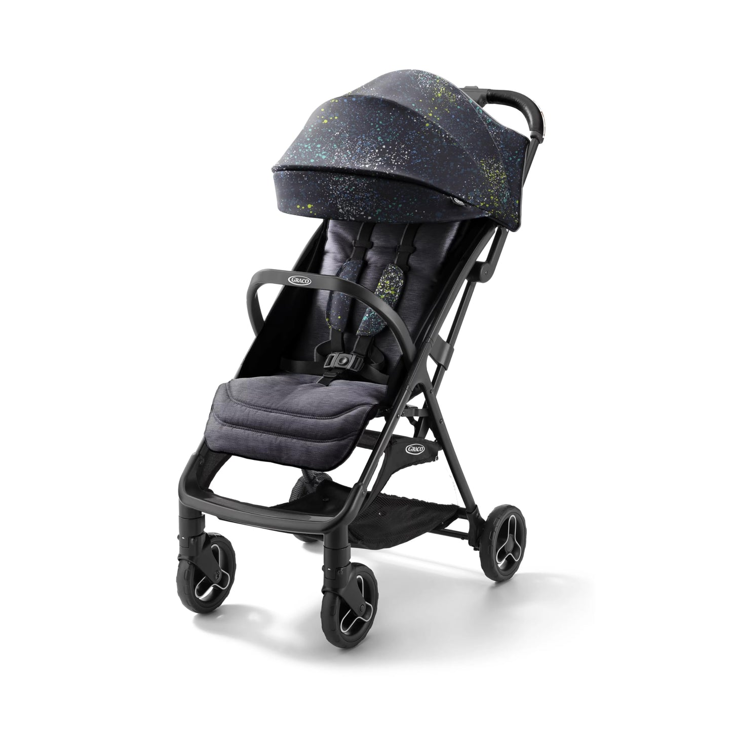 My Store Graco Ready2Jet Compact Stroller, overhead view showing automatic fold feature and lightweight travel stroller design.