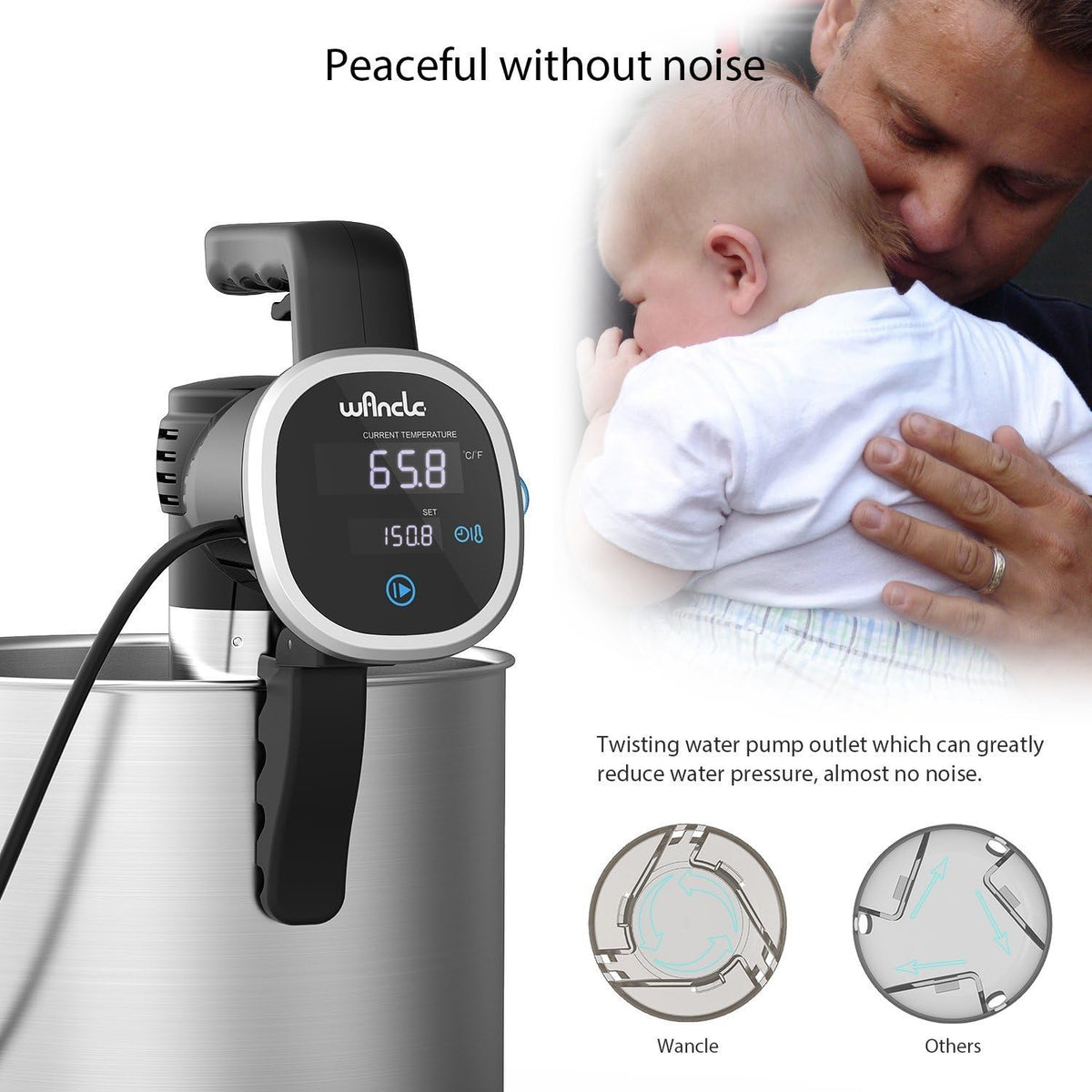 Wancle Sous Vide Precision Cooker Immersion Circulator, Black-Classic — image 5