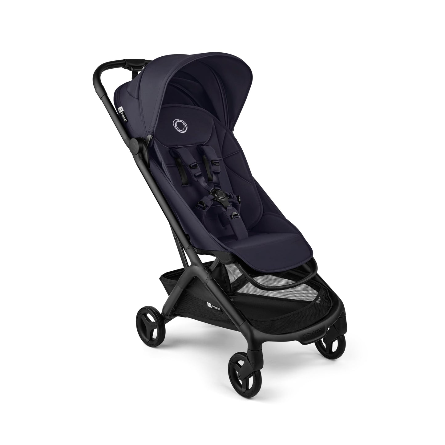 Bugaboo Butterfly 2 travel stroller in black, ultra-compact, lightweight, and airplane-friendly with one-second fold.