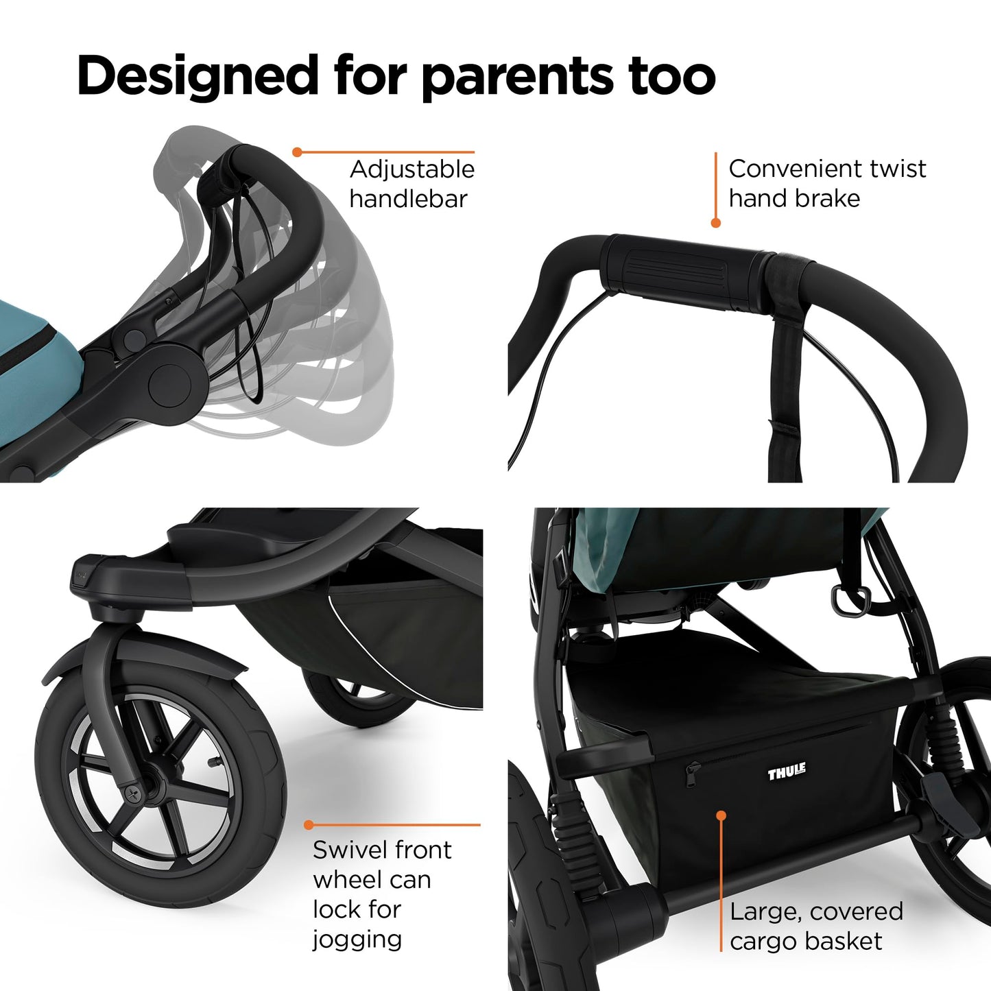 Thule Urban Glide 3 Double All-Terrain Stroller Lightweight With Air-Filled Tires And Suspension