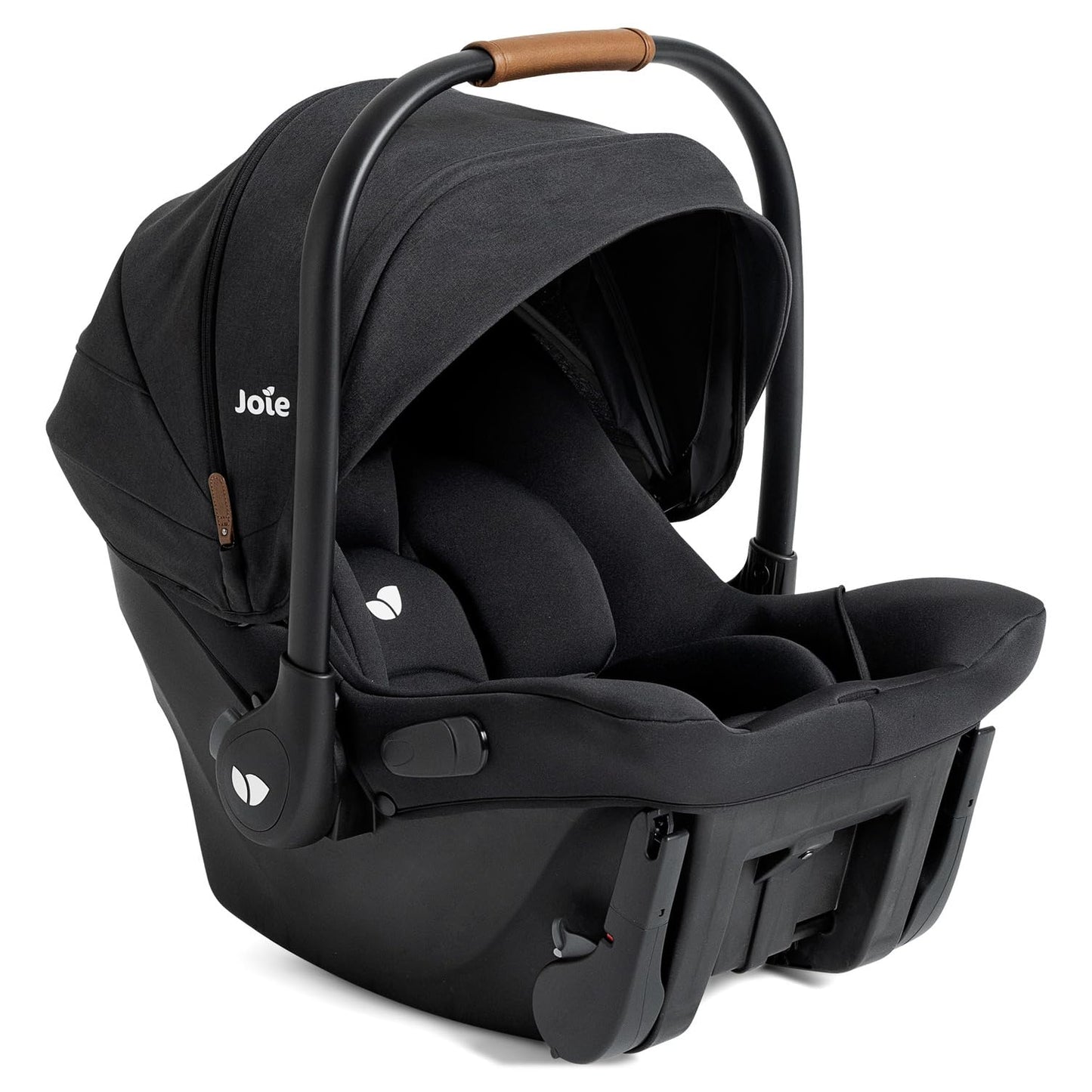 Joie Ginger and Mint Latch Travel System with infant car seat, stroller, and all-terrain wheels in shale dark, featuring built-in Latch system.