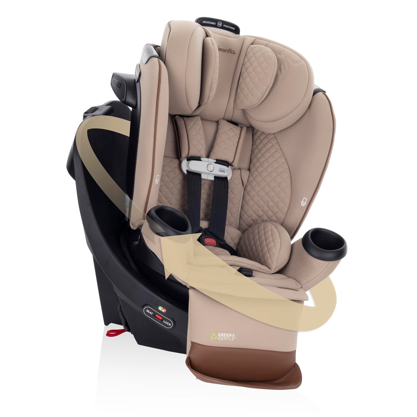 Revolve360 Extend All-in-One Rotational Car Seat with Green & Gentle Fabric NEW SIDE IMPACTTravertine