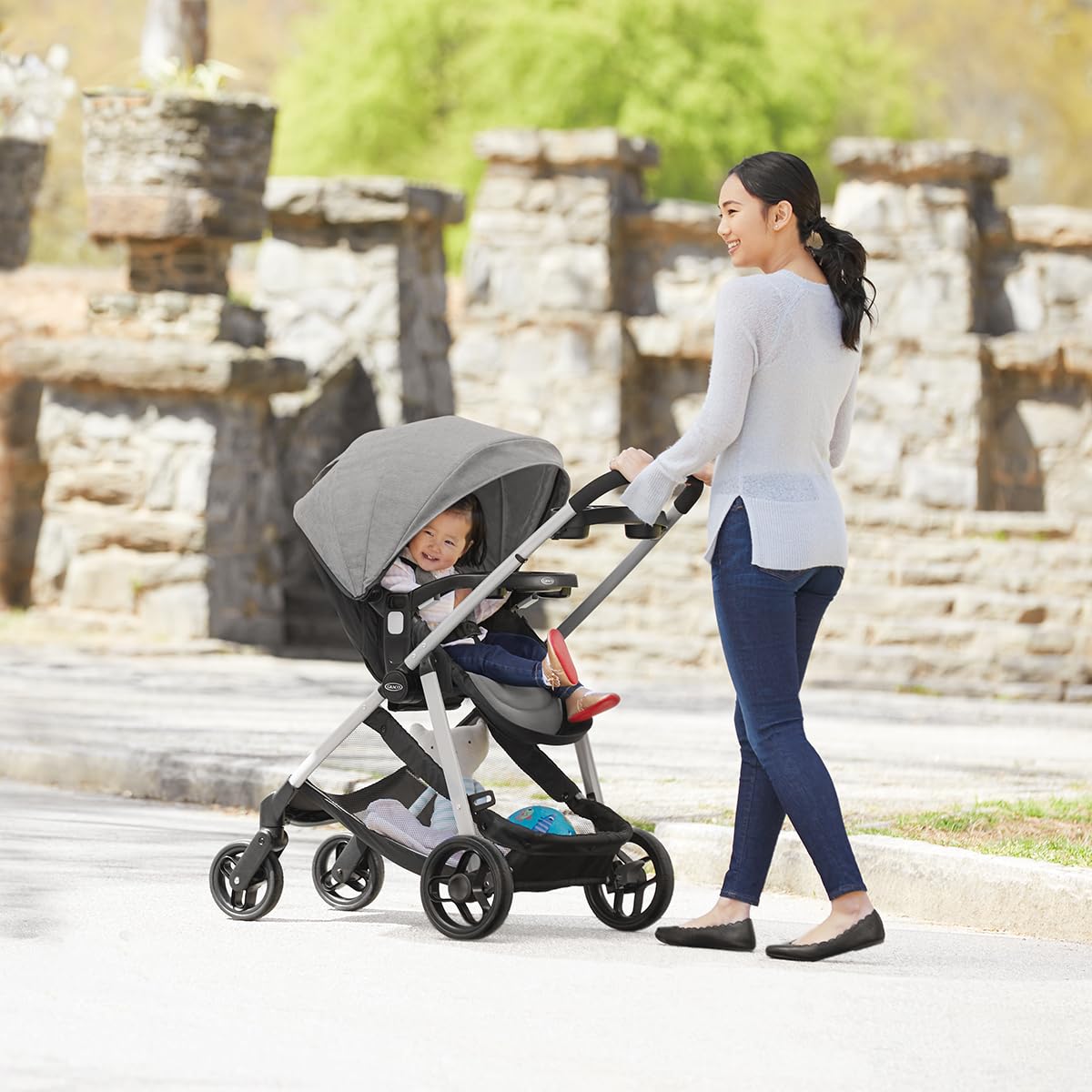 Graco Modes Element Canter travel system with toddler stroller and infant car seat, lightweight frame, and adjustable features.