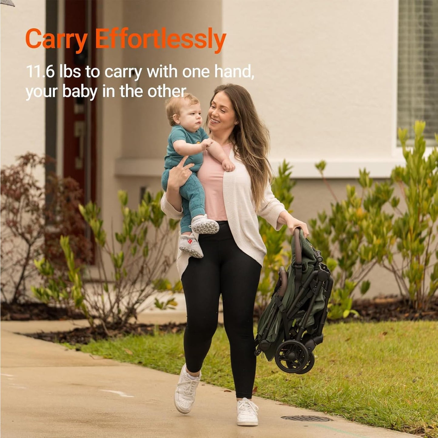 Lightweight MAMAZING Ultra Air baby travel stroller with carbon fiber frame, one-handed fold, compact design, perfect for toddlers.