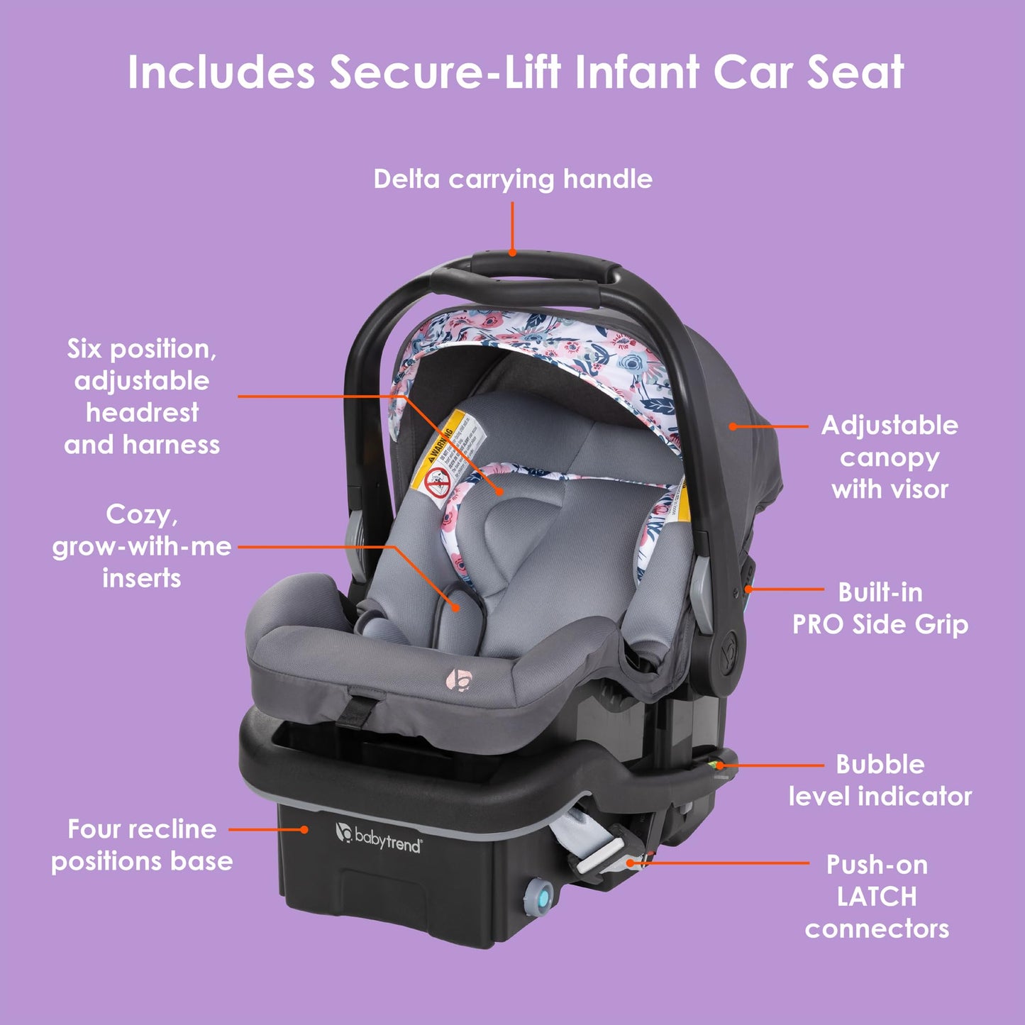 Baby Trend EZ Ride Travel System With EZ Lift Infant Car Seat Dash Pink One Hand Fold All Terrain Wheels