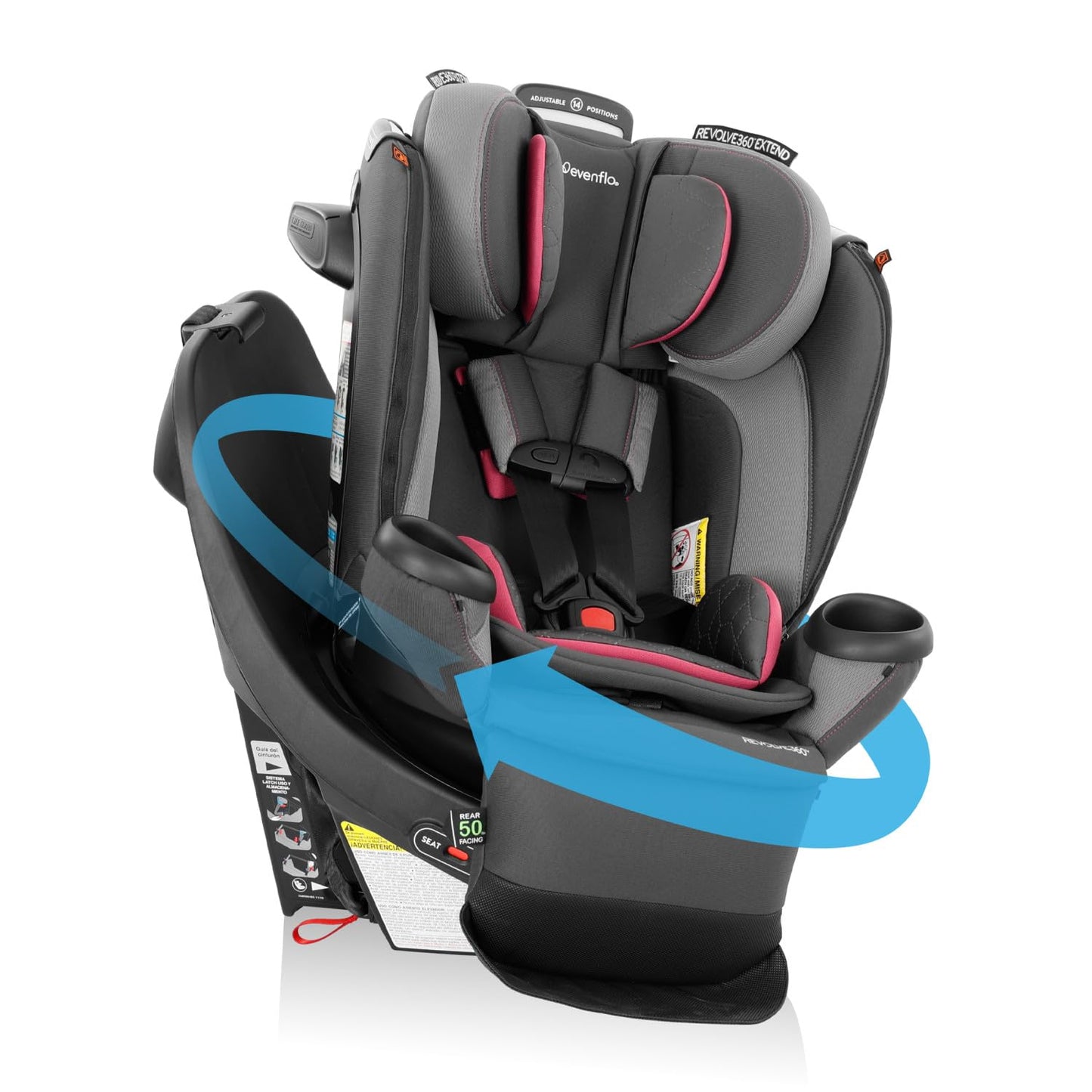 Revolve360 Extend All-in-One Rotational Car Seat with Quick Clean Cover NEW SIDE IMPACTRowe Pink