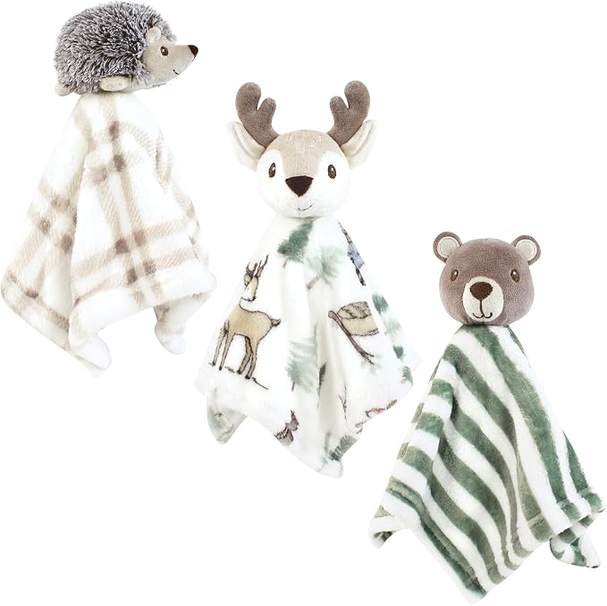 17800 Unisex Baby Animal Face Plush Security Blanket 35.6 x 35.6 cm