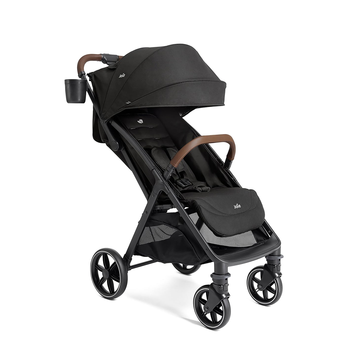 Joie Nutmeg compact stroller in shale color, lightweight design with one-hand fold, suitable for easy travel and daily use.