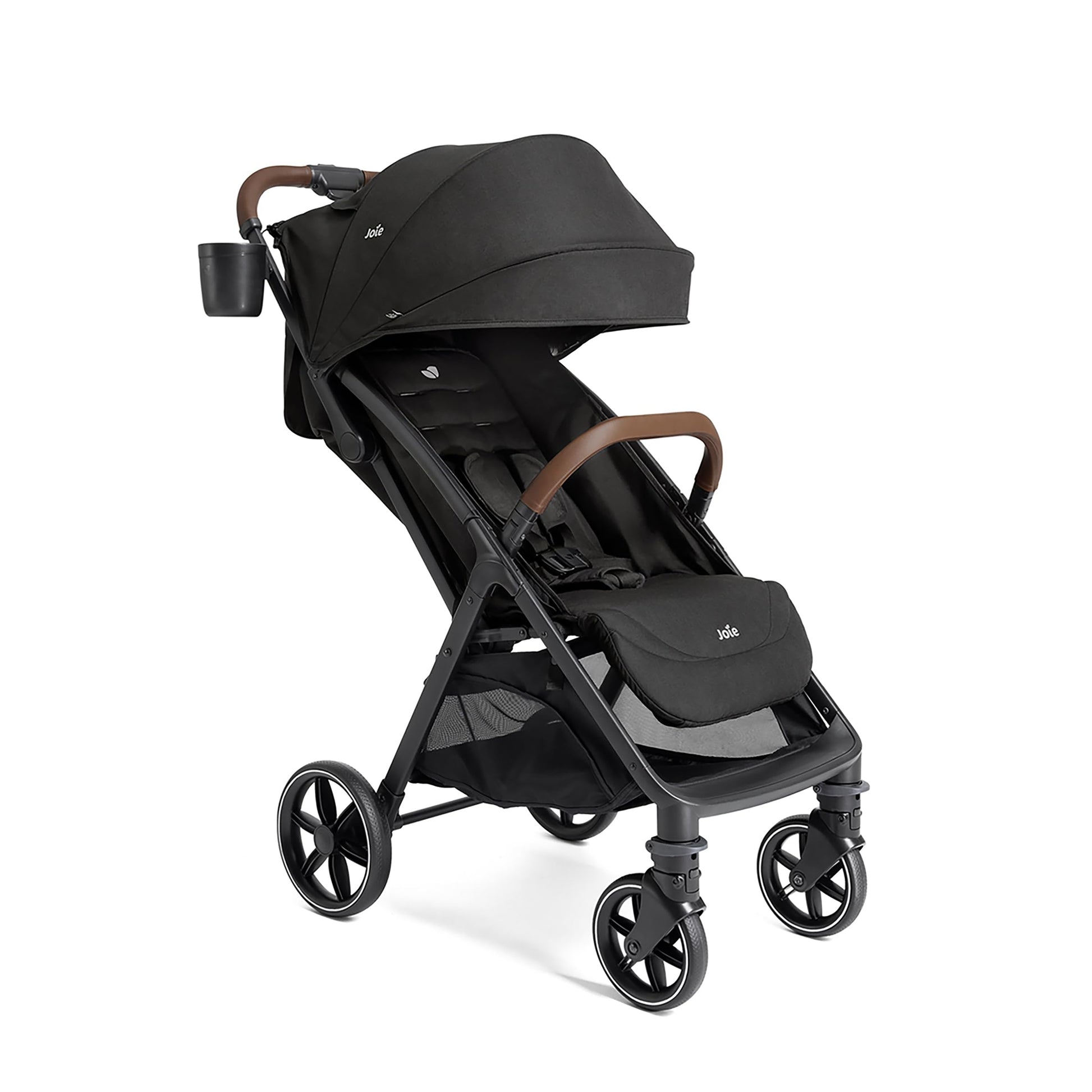 Joie Nutmeg compact stroller in shale color, lightweight design with one-hand fold, suitable for easy travel and daily use.
