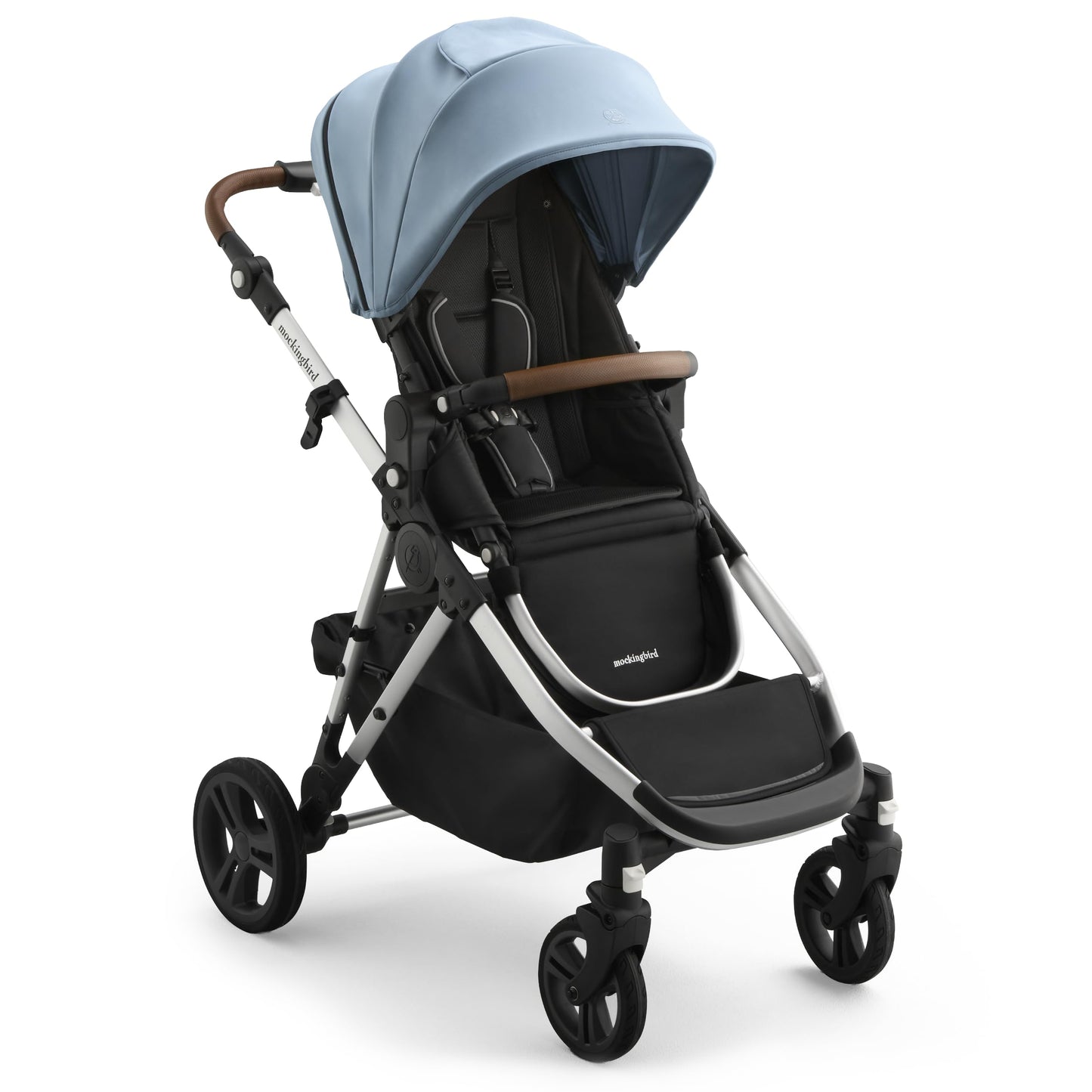 Mockingbird Single-to-Double Baby Stroller 3.0 in black windowpane with multiple seating configurations and travel system compatibility.