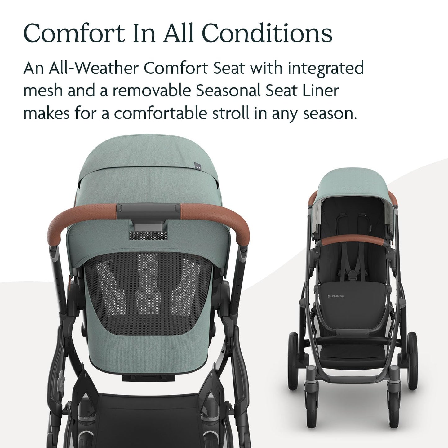 UPPAbaby Vista V3 stroller for baby and toddler with charcoal frame, all-wheel suspension, XL basket, and versatile configurations.