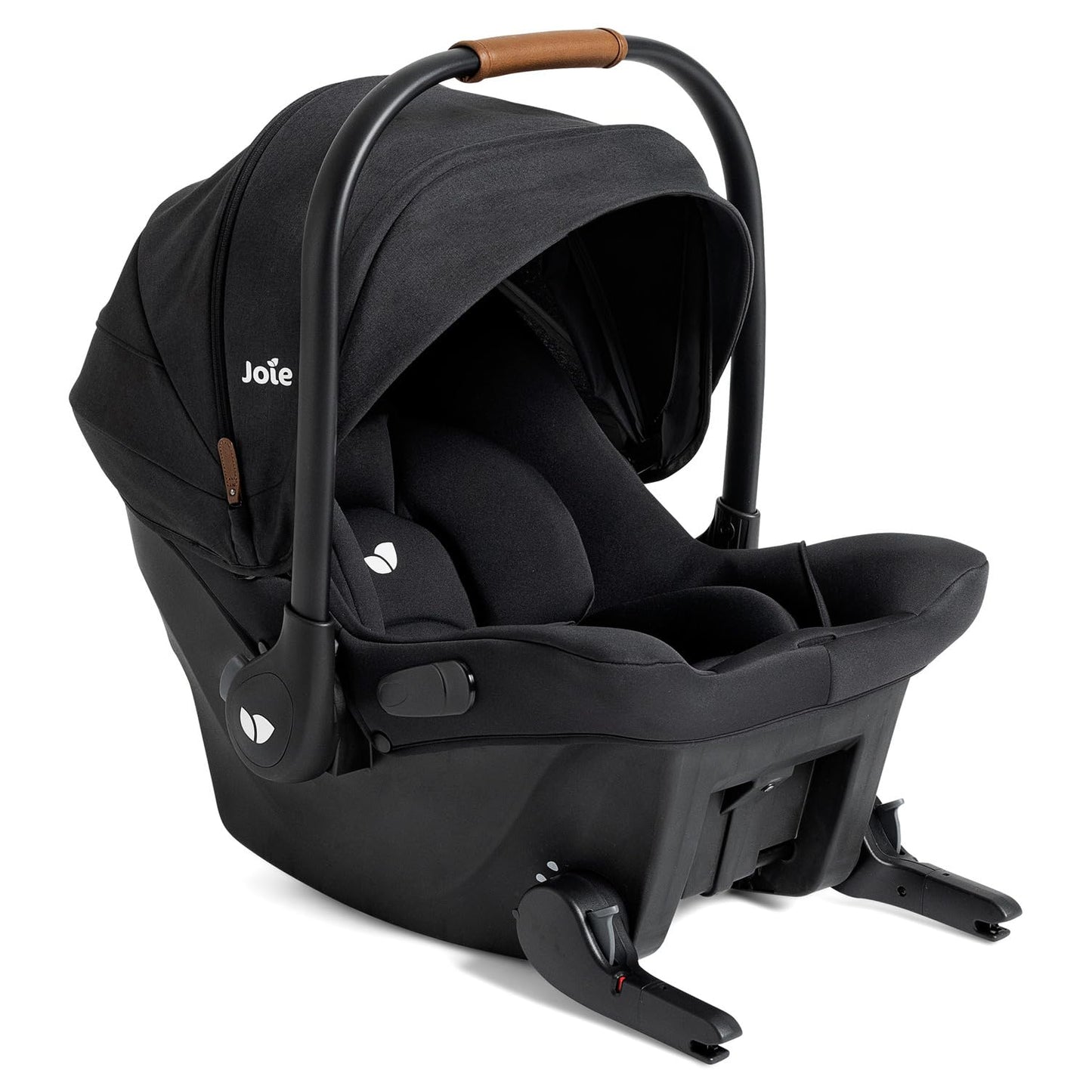 Joie Ginger and Mint Latch Travel System with infant car seat, stroller, and all-terrain wheels in Shale Dark, built-in Latch system for easy install.