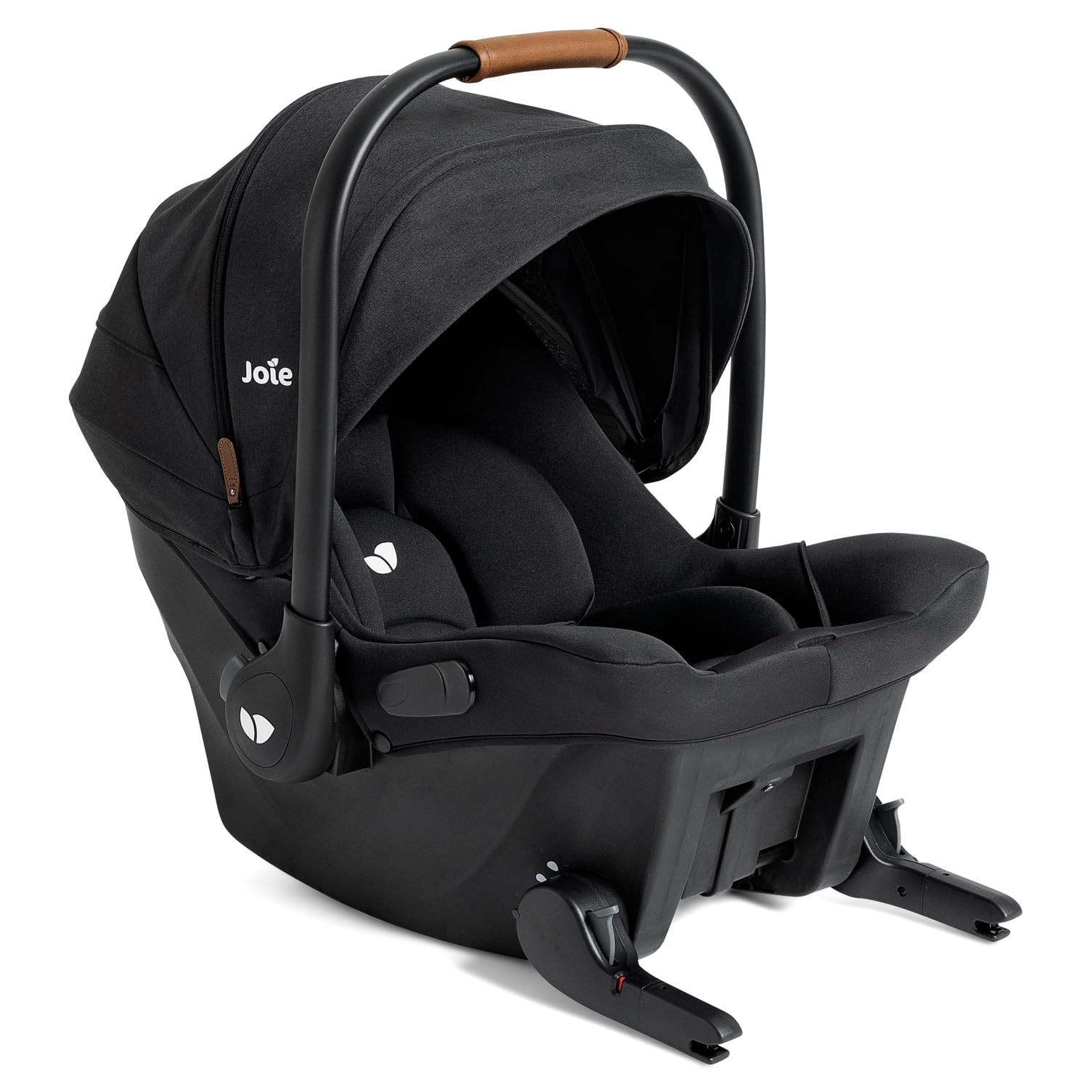 Joie Ginger and Mint Latch Travel System with infant car seat, stroller, and all-terrain wheels in Shale Dark, built-in Latch system for easy install.