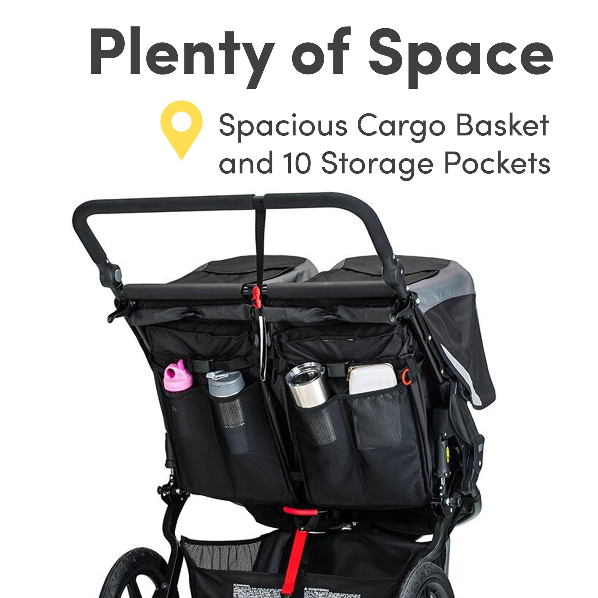 My Store BOB Gear Revolution Flex 3.0 Double Jogging Stroller in Graphite Black with adjustable handlebars and large tires