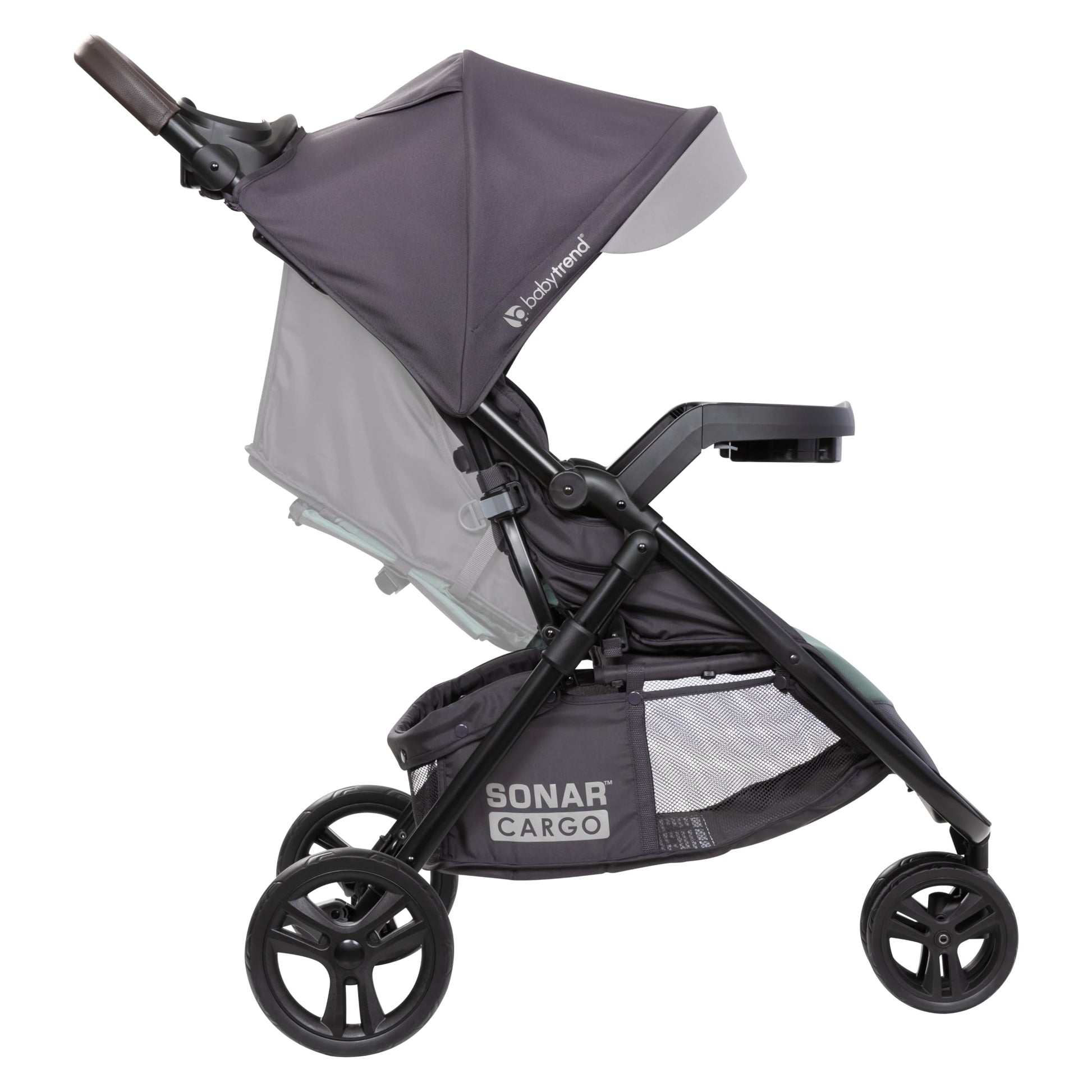 Baby Trend Passport Cargo stroller travel system with pink bamboo fabric, EZ-Lift Plus infant car seat attached, and adjustable handle