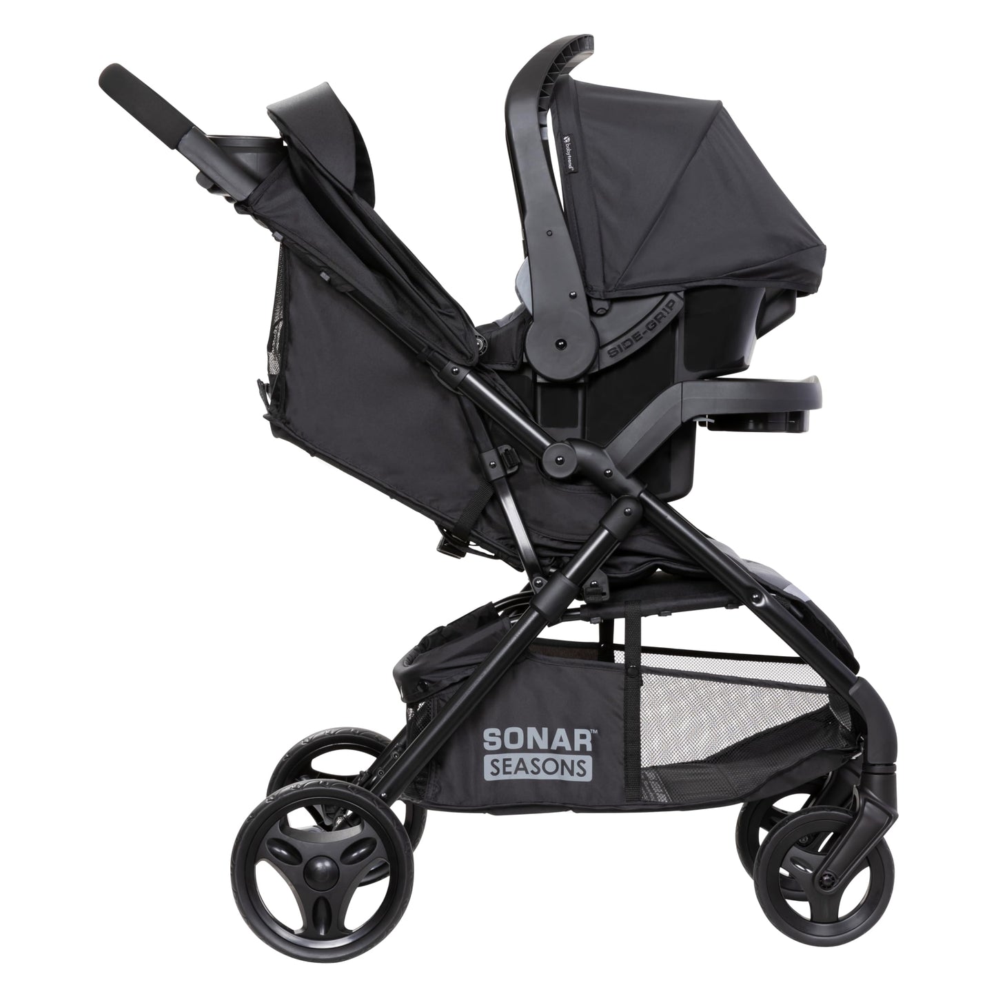 Baby Trend Passport Cargo Stroller travel system with pink bamboo fabric and EZ-Lift Plus infant car seat, suitable for infants.